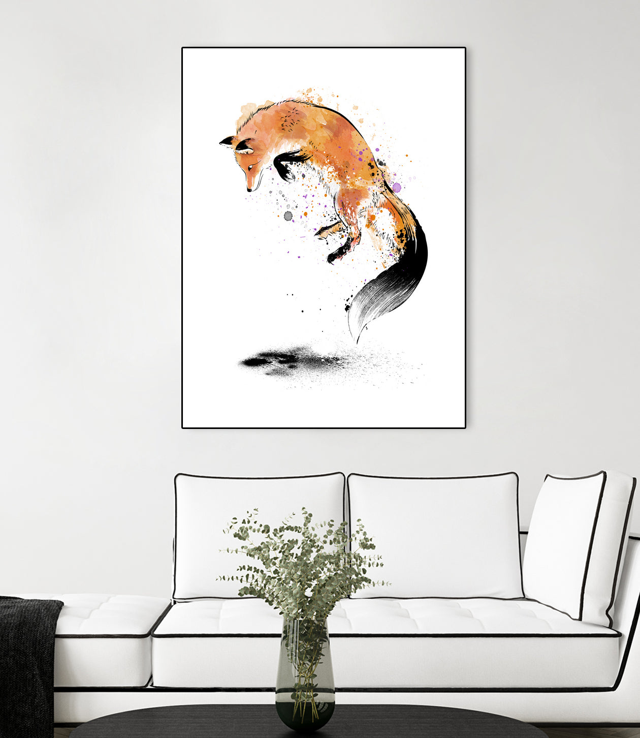 Red Fox jumping into Snow by Antonio Camarena on GIANT ART - white digital painting