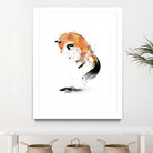 Red Fox jumping into Snow by Antonio Camarena on GIANT ART - white digital painting