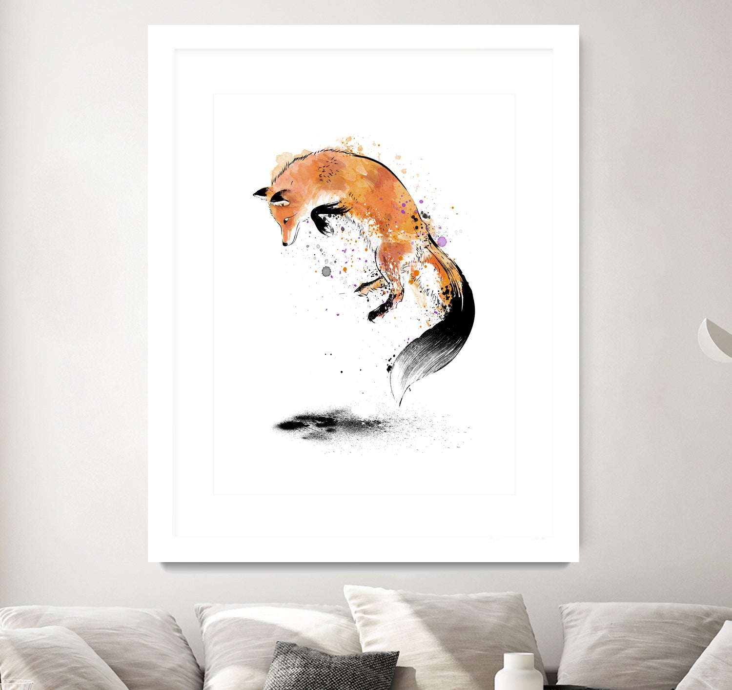 Red Fox jumping into Snow by Antonio Camarena on GIANT ART - white digital painting