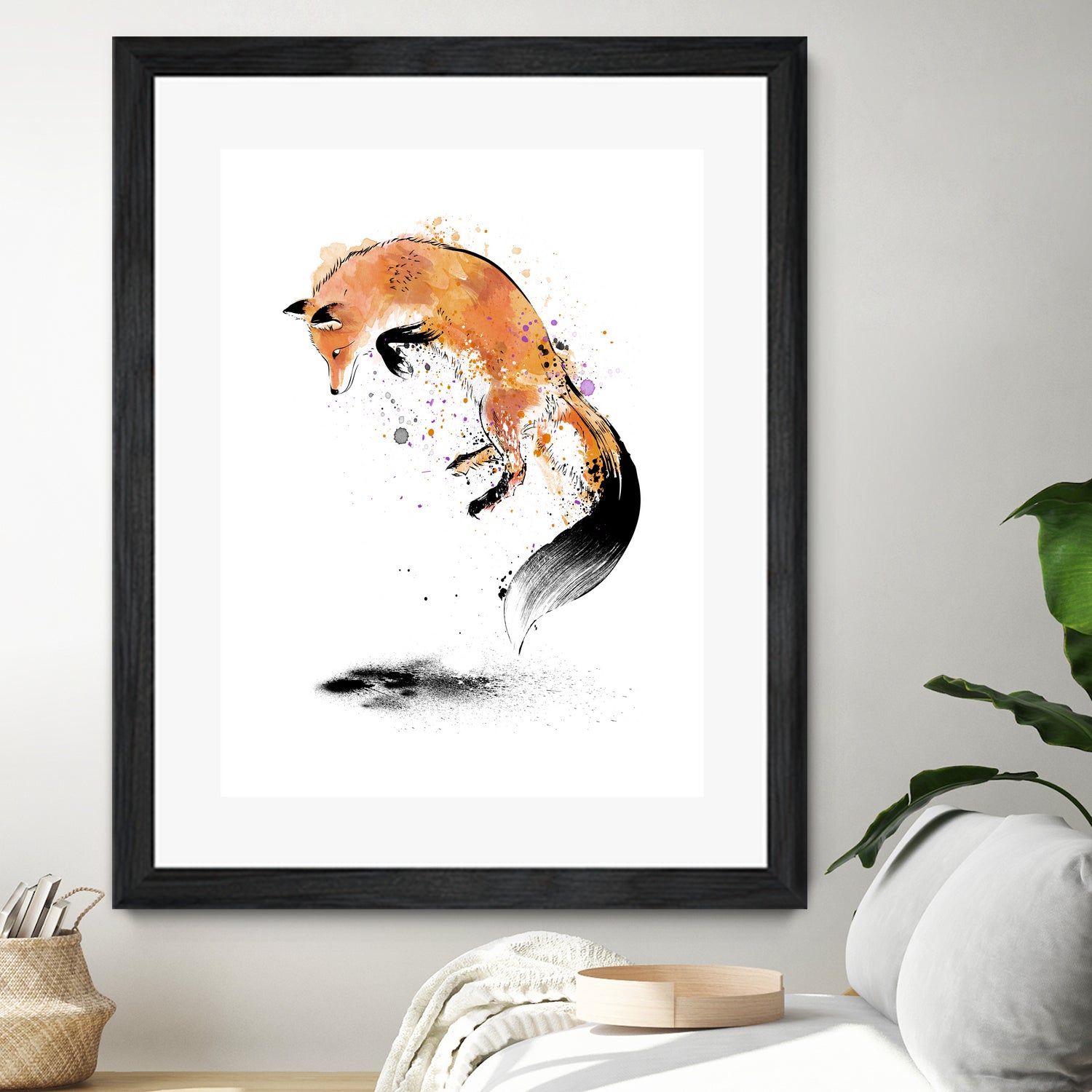 Red Fox jumping into Snow by Antonio Camarena on GIANT ART - white digital painting