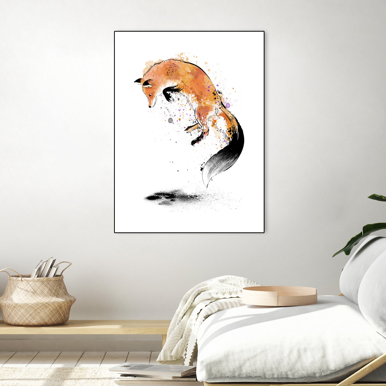 Red Fox jumping into Snow by Antonio Camarena on GIANT ART - white digital painting