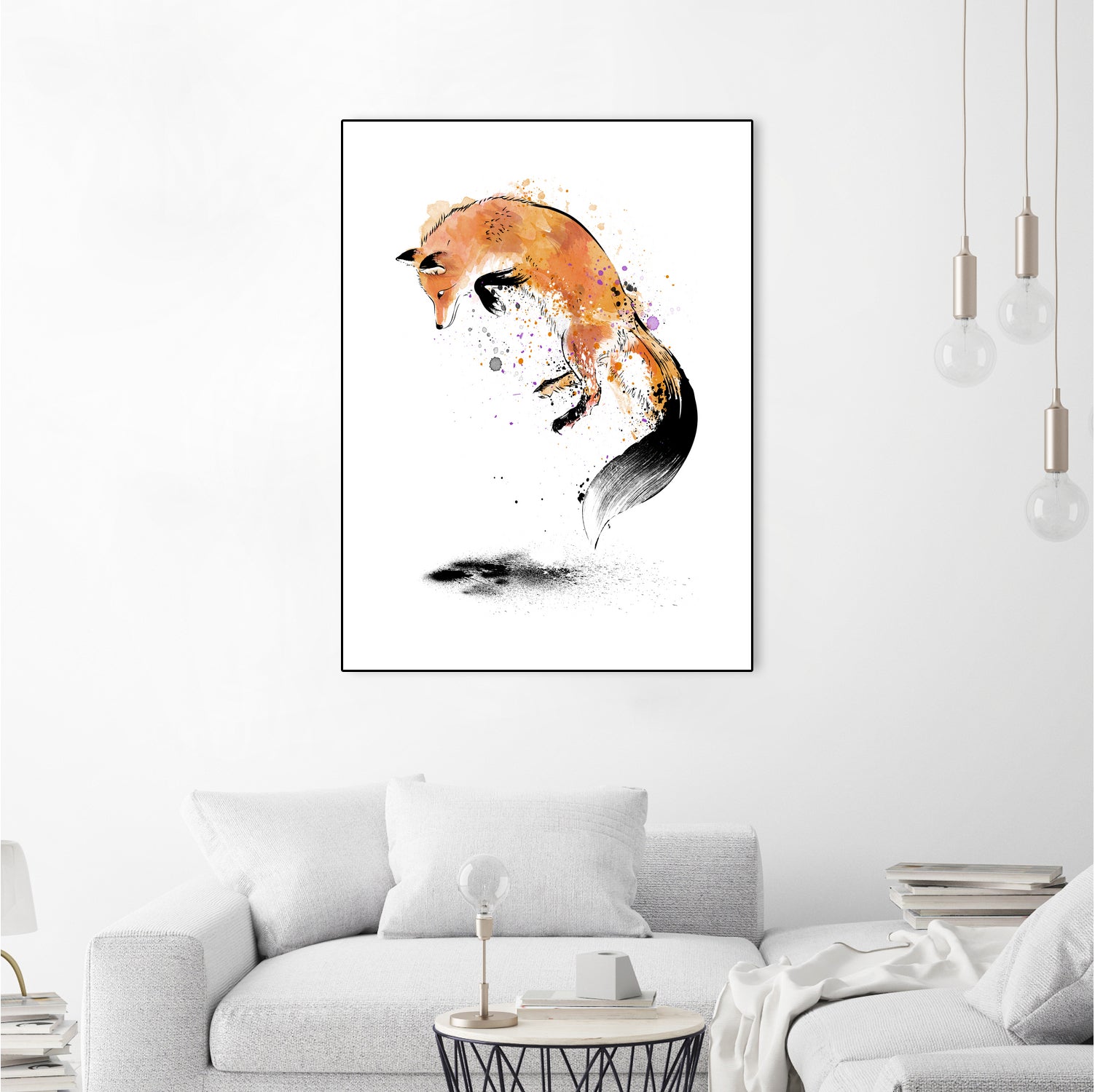 Red Fox jumping into Snow by Antonio Camarena on GIANT ART - white digital painting