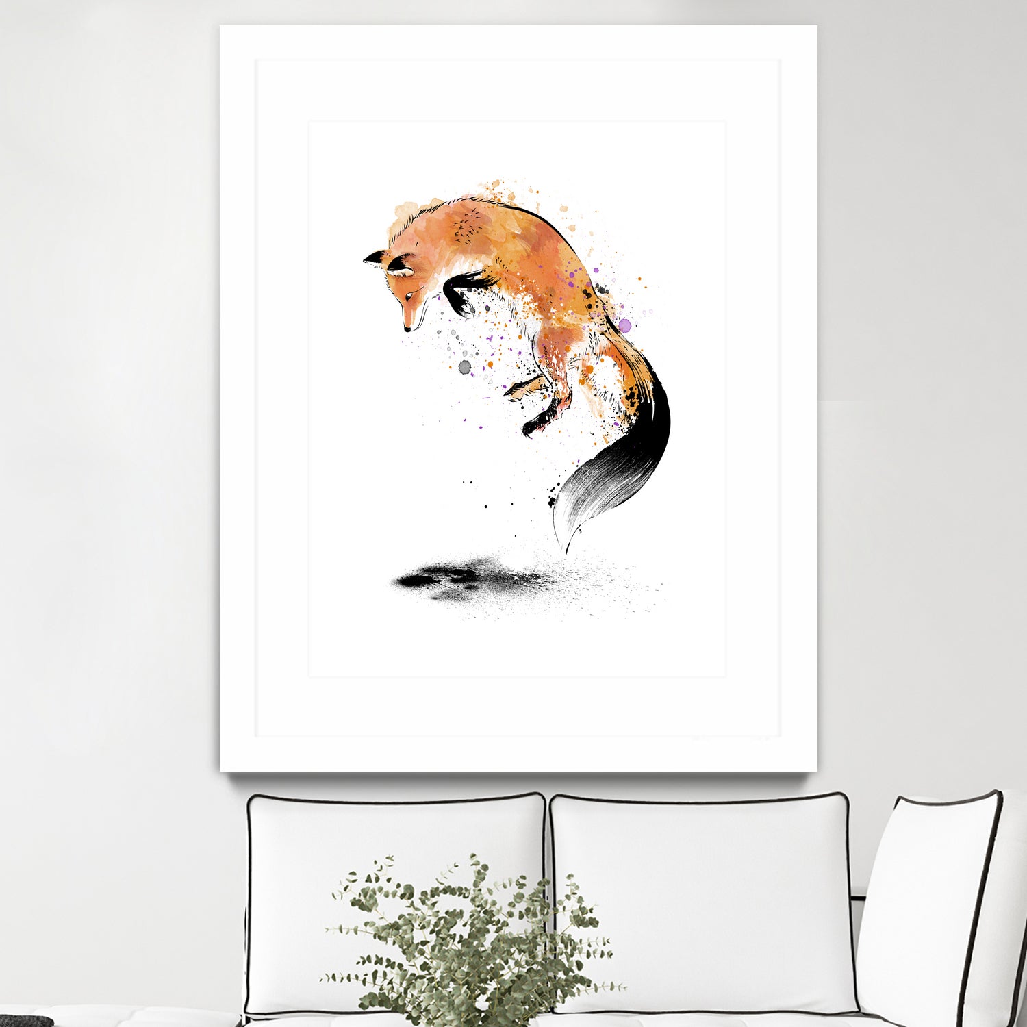 Red Fox jumping into Snow by Antonio Camarena on GIANT ART - white digital painting