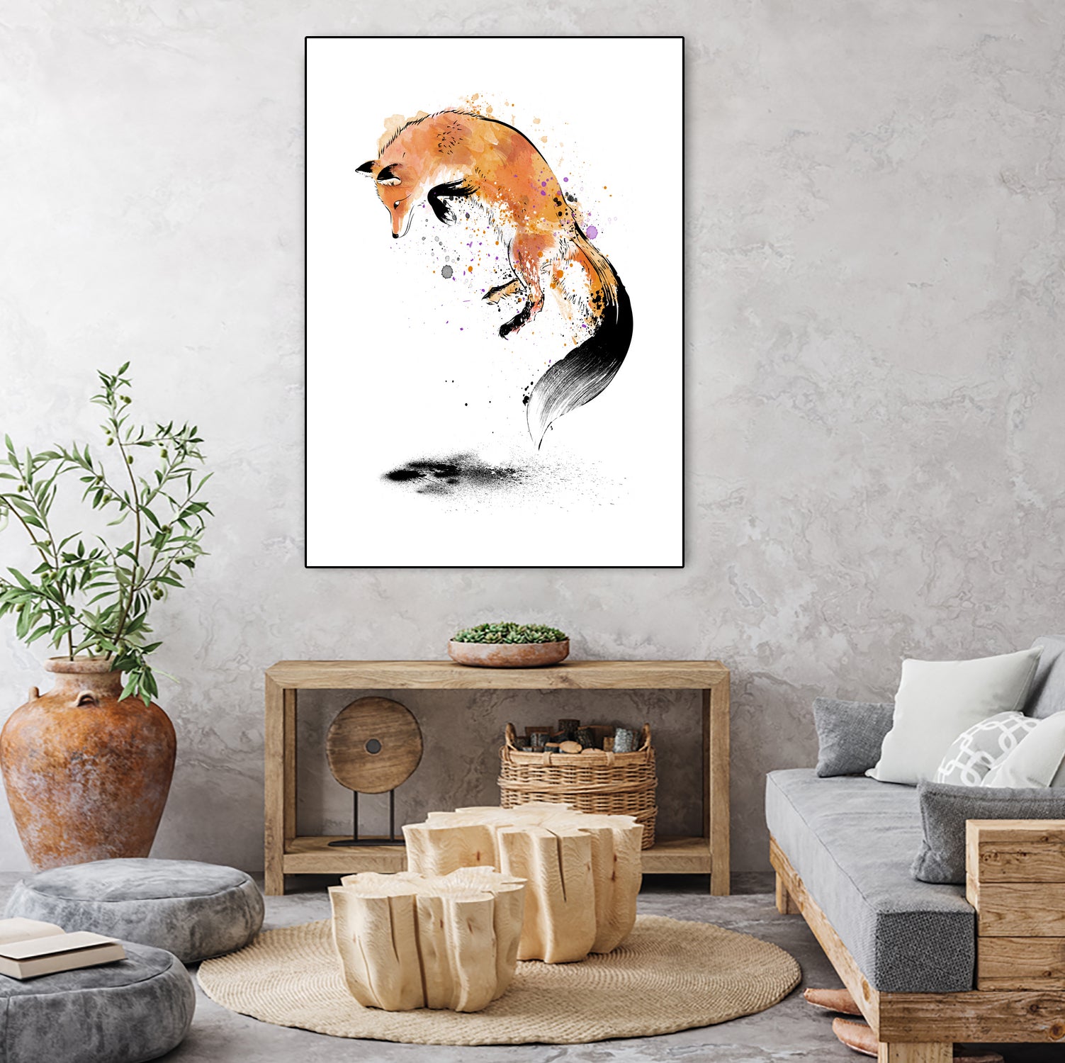 Red Fox jumping into Snow by Antonio Camarena on GIANT ART - white digital painting