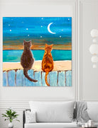 Cats on A Fence by Paintings by gretzky on GIANT ART - blue mixed media