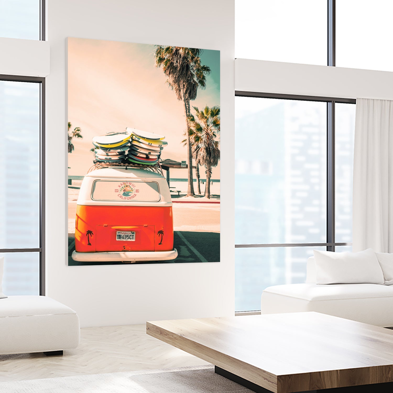 California Surf Mini Van by Jennifer Colomb on GIANT ART - orange photo illustration