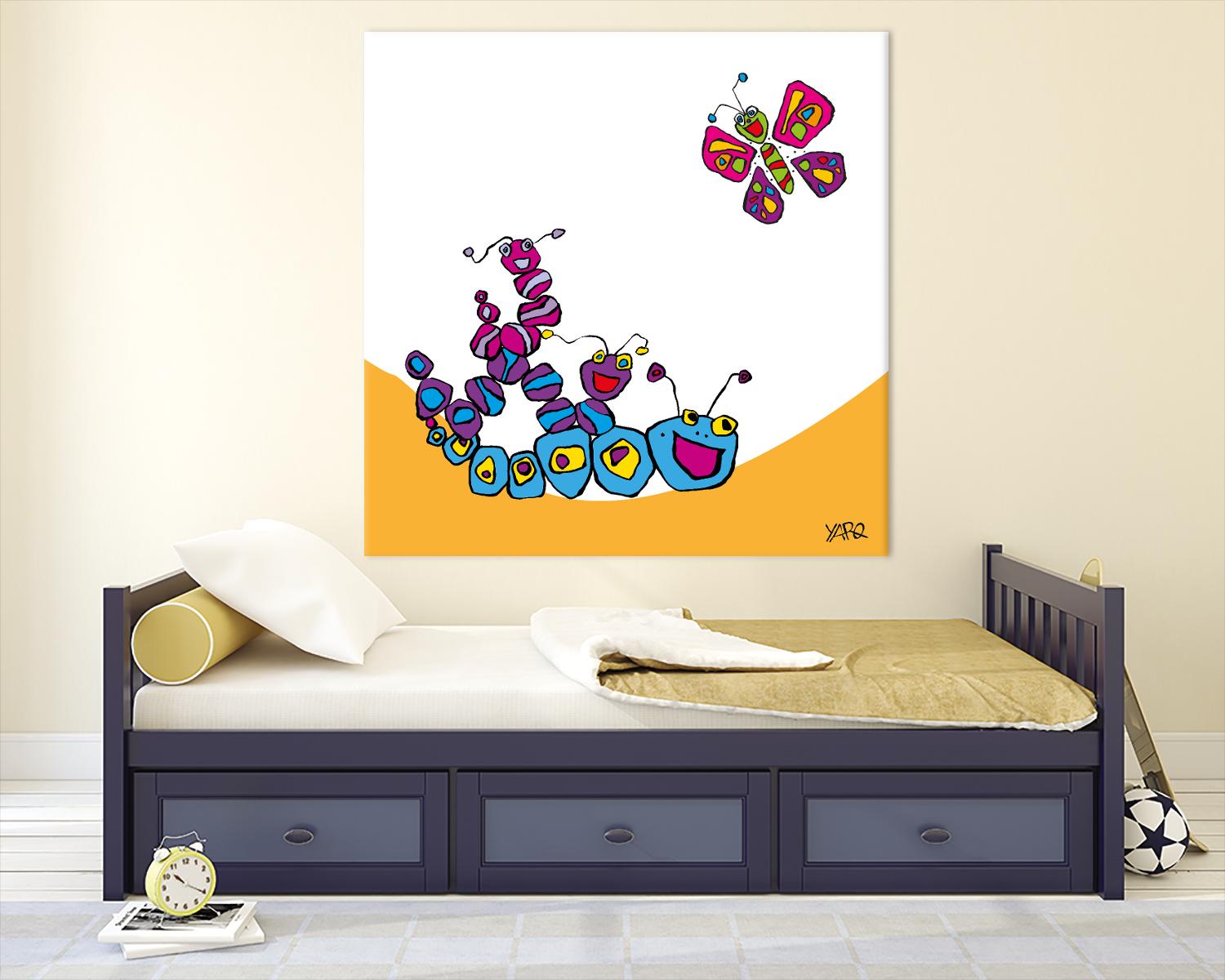 Caterpillars and Butterfly by Yaro on GIANT ART - orange art for kids papillon