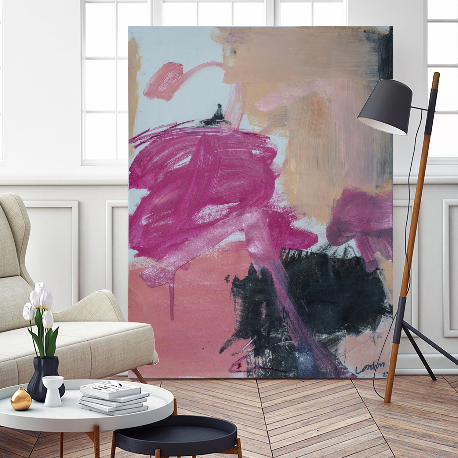 Pink Meltdown by Janet London on GIANT ART - black abstract