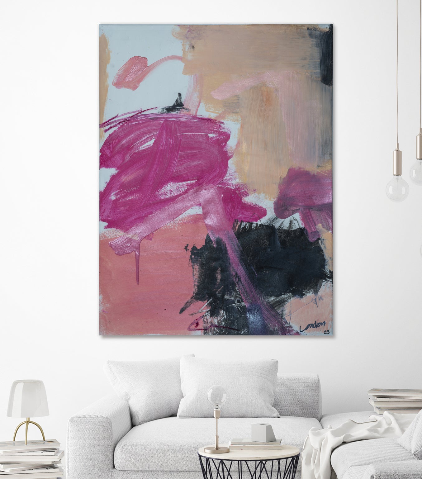 Pink Meltdown by Janet London on GIANT ART - black abstract