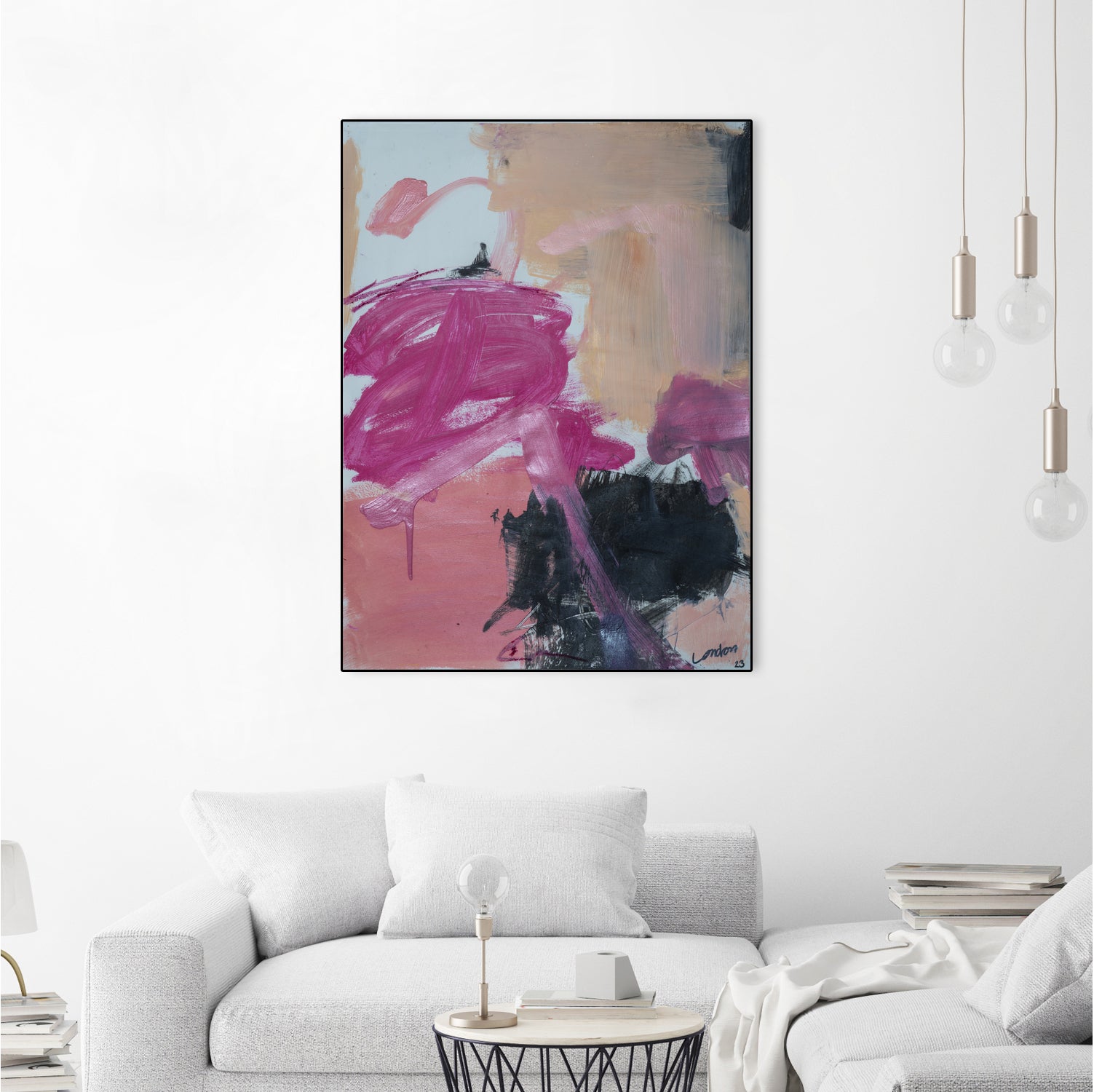 Pink Meltdown by Janet London on GIANT ART - black abstract