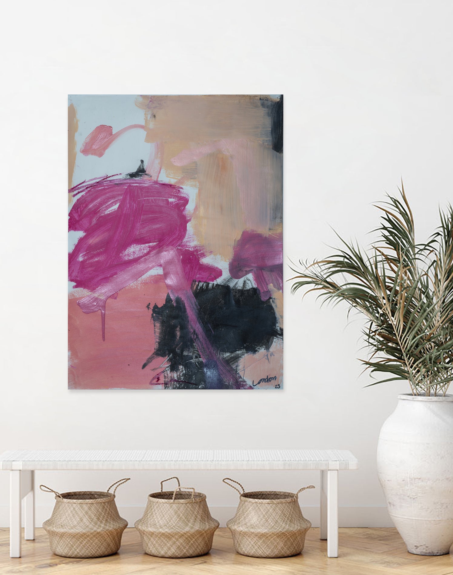 Pink Meltdown by Janet London on GIANT ART - black abstract