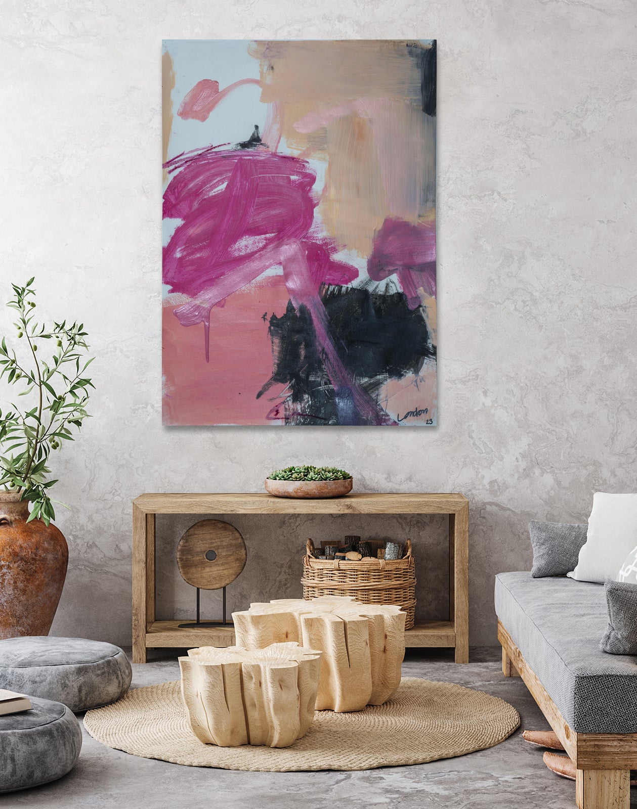 Pink Meltdown by Janet London on GIANT ART - black abstract