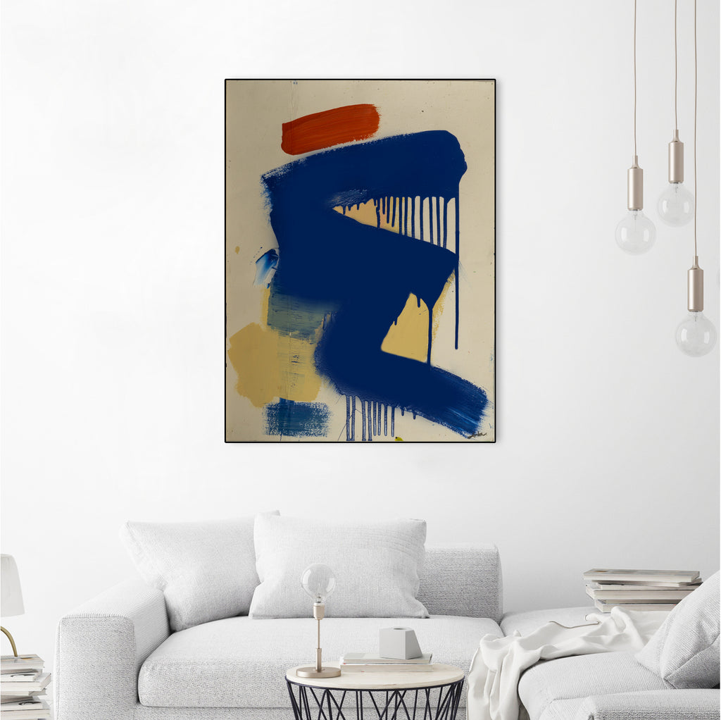 Blue and Orange No 1 by Janet London on GIANT ART - blue abstract