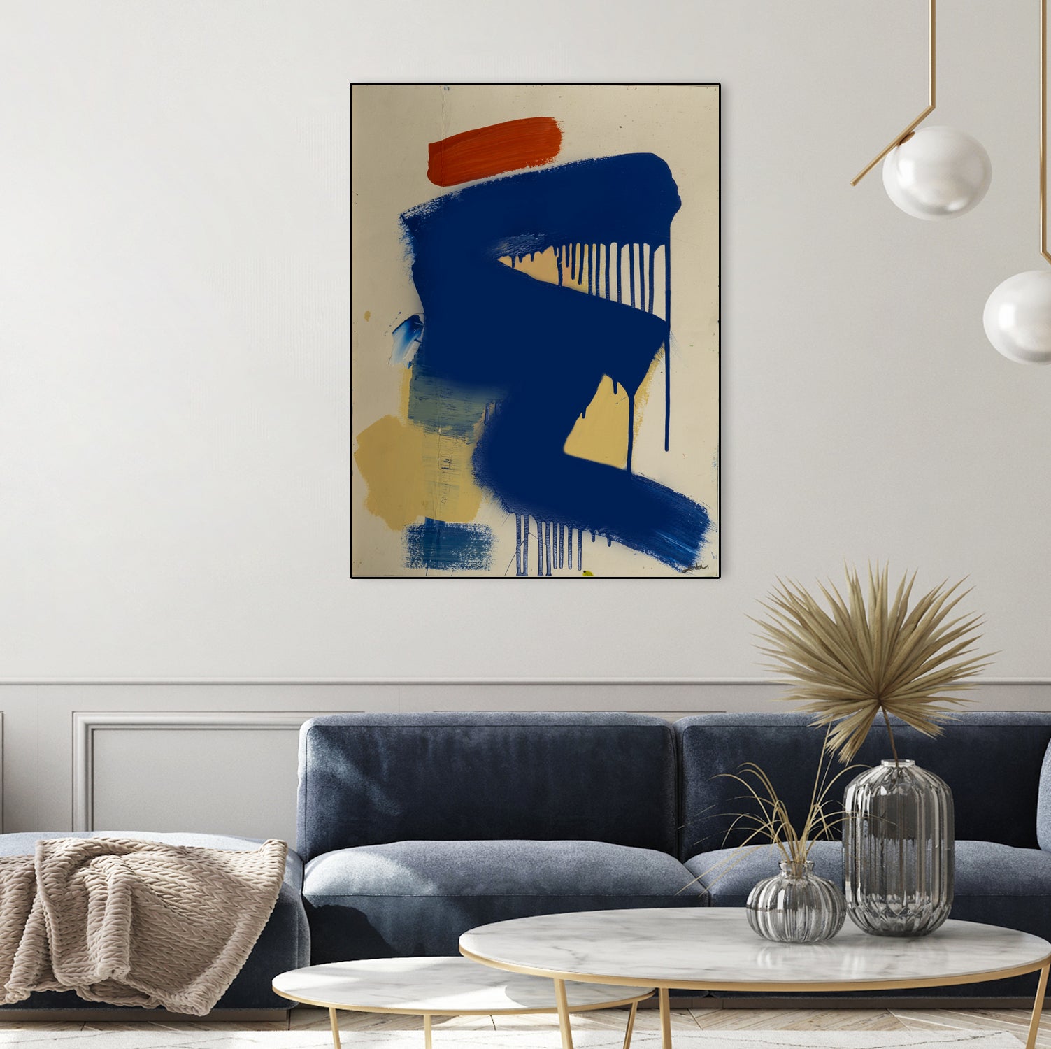 Blue and Orange No 1 by Janet London on GIANT ART - blue abstract