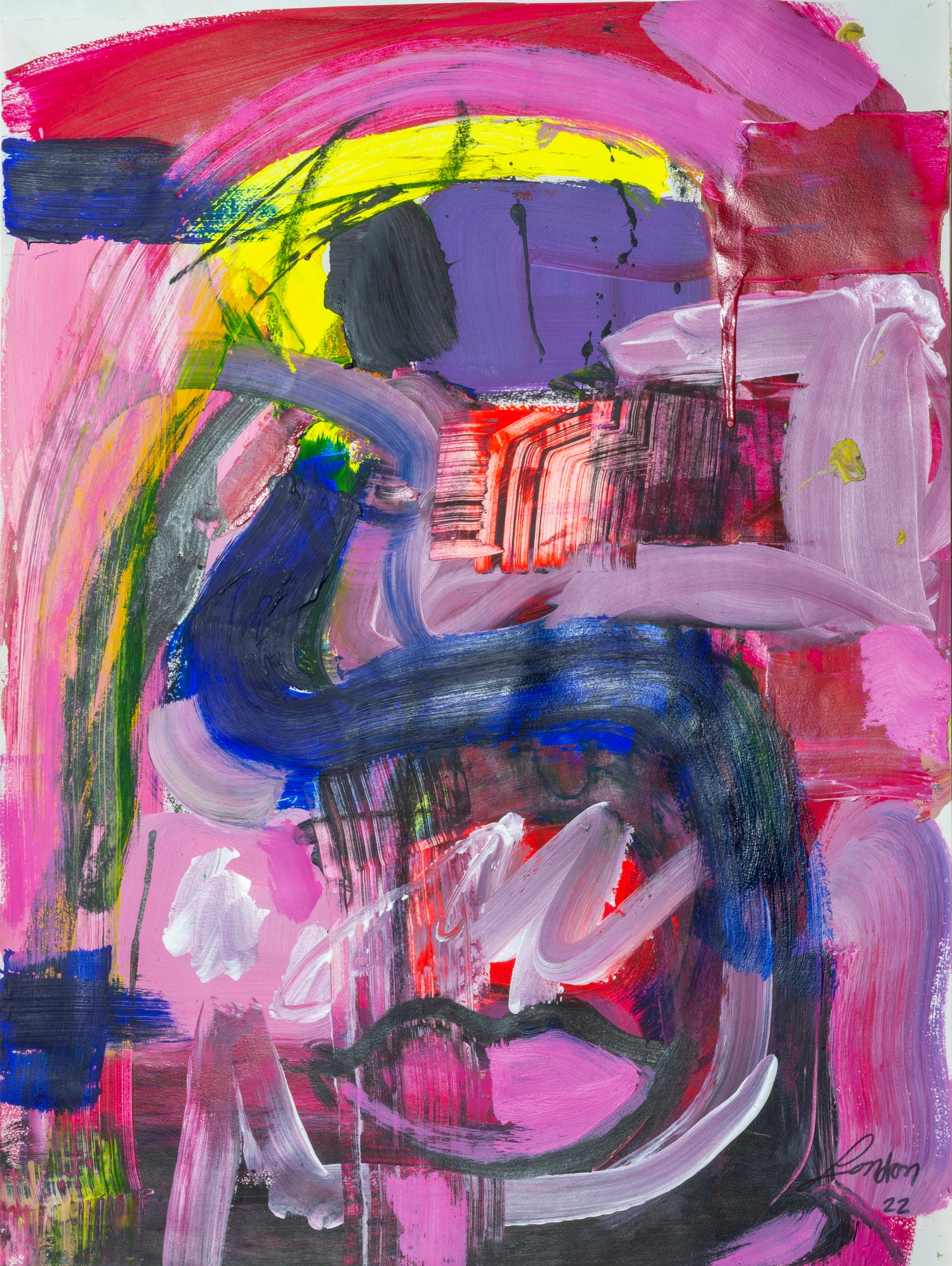 A Kiss in the Chaos by Janet London on GIANT ART - fluo pink abstract