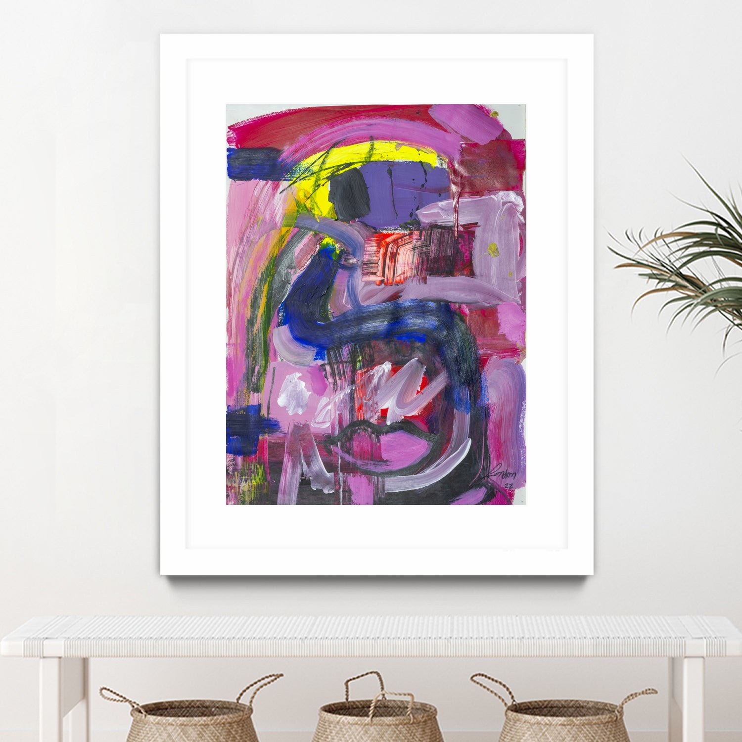 A Kiss in the Chaos by Janet London on GIANT ART - fluo pink abstract