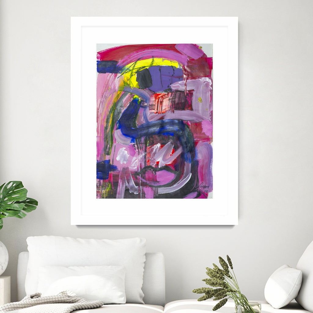 A Kiss in the Chaos by Janet London on GIANT ART - fluo pink abstract