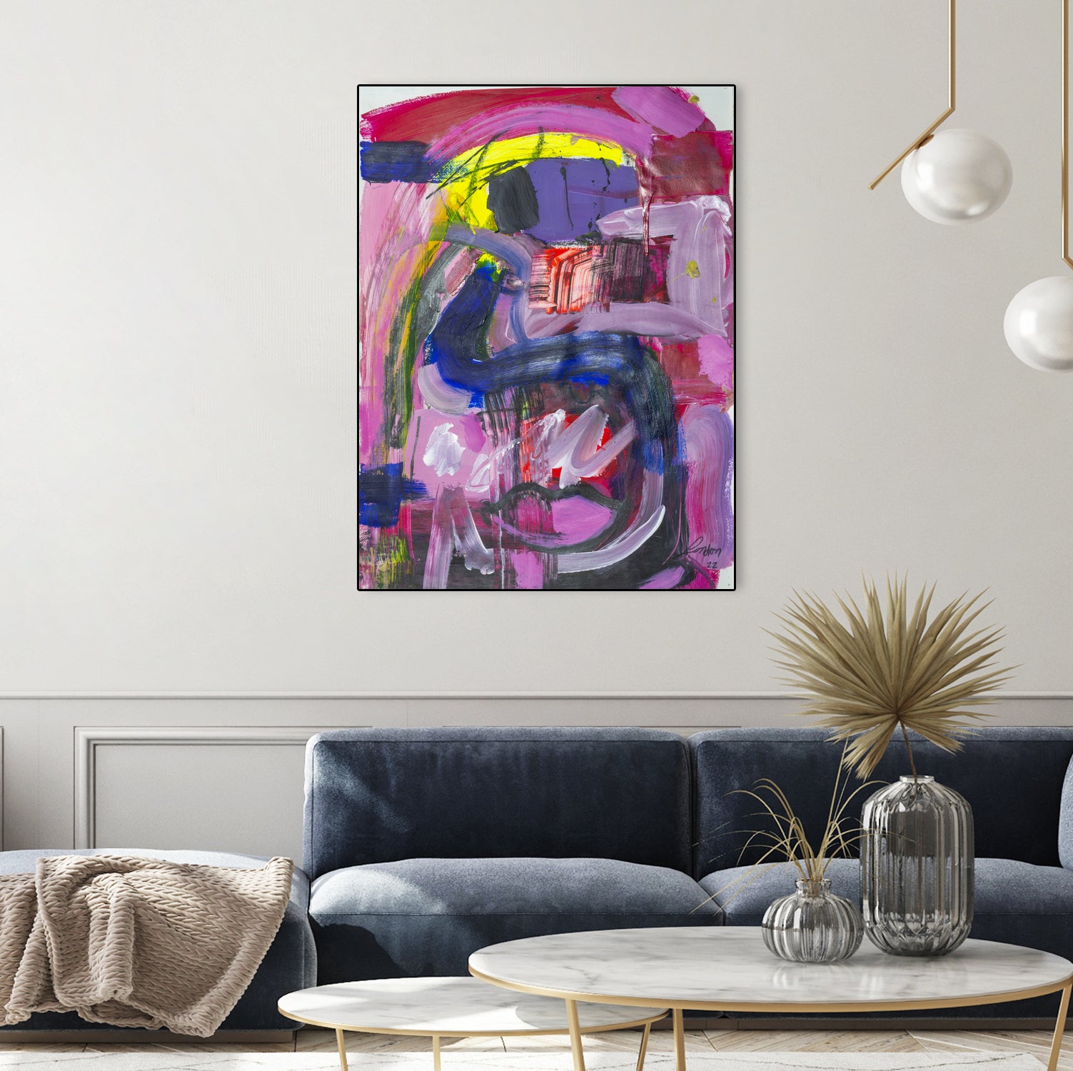 A Kiss in the Chaos by Janet London on GIANT ART - fluo pink abstract