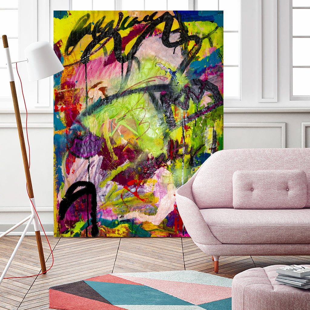 Festive Majesty by Janet London on GIANT ART - fluo yellow abstract