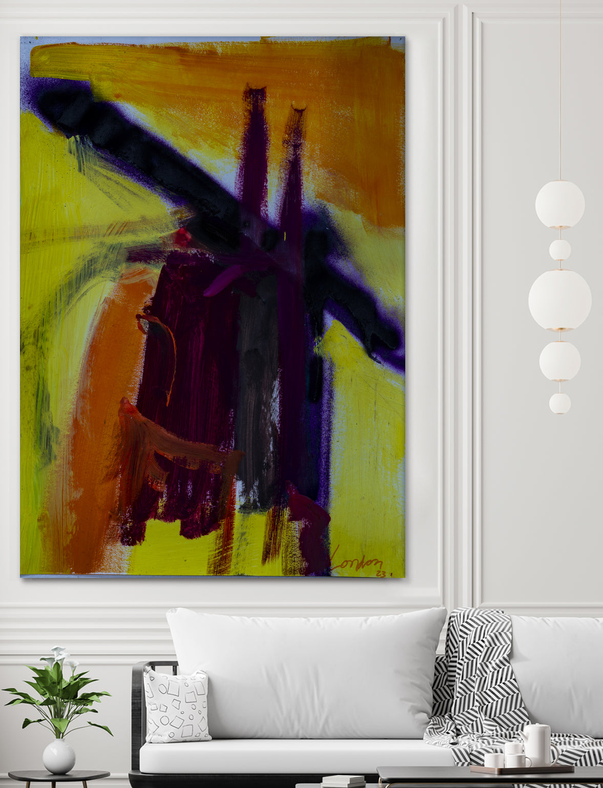 Sunset Bridge by Janet London on GIANT ART - purple abstract