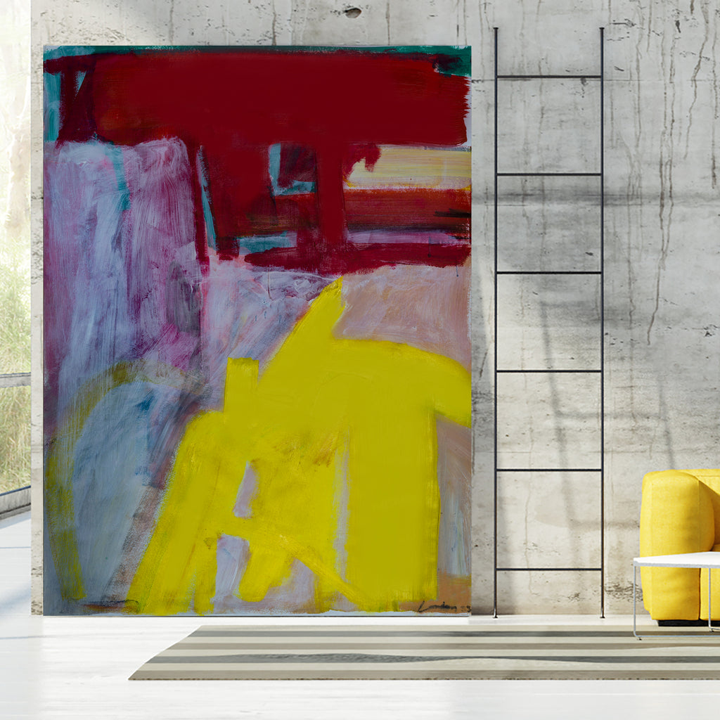 Red and Yellow Collide by Janet London on GIANT ART - yellow abstract