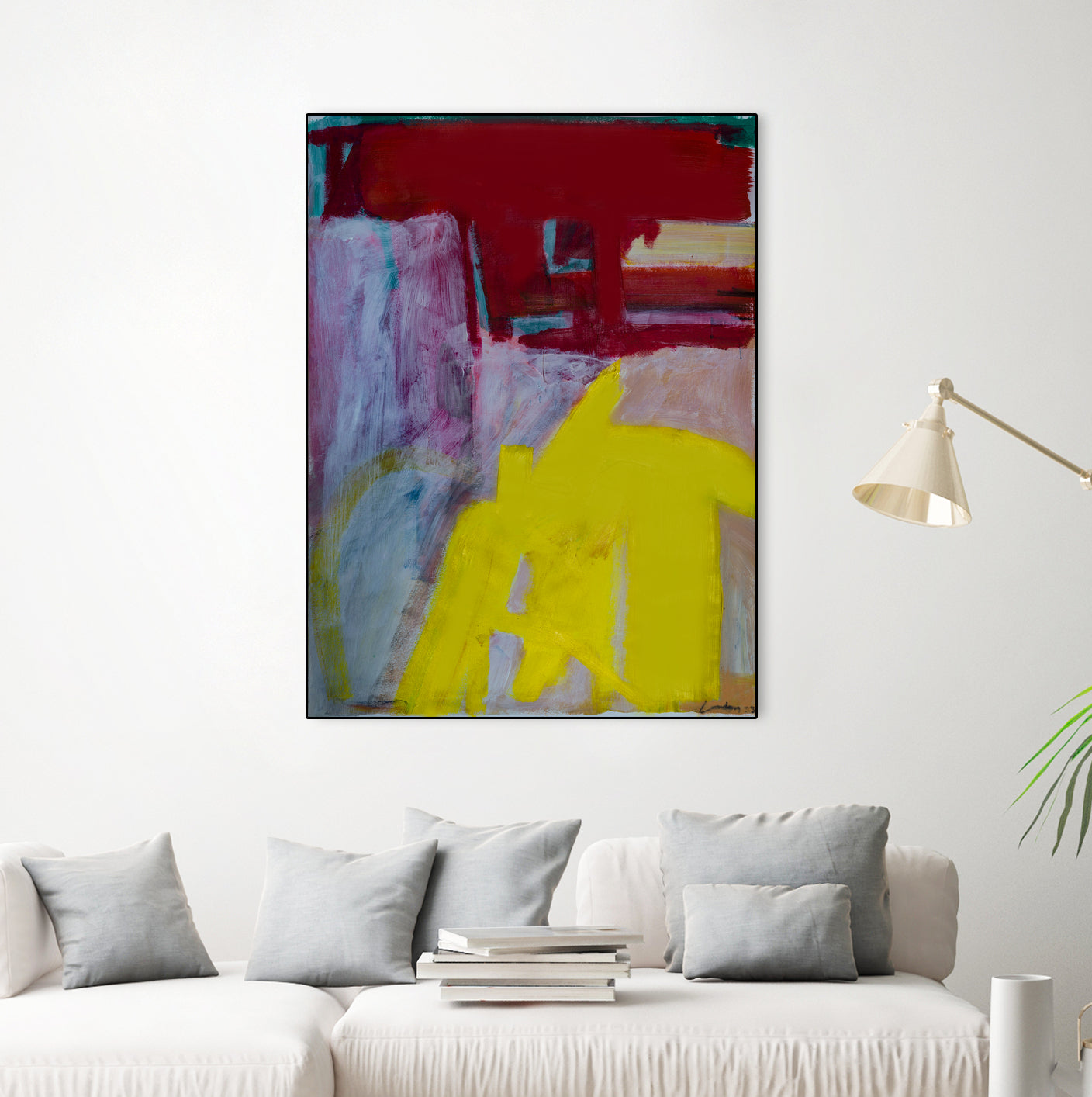 Red and Yellow Collide by Janet London on GIANT ART - yellow abstract