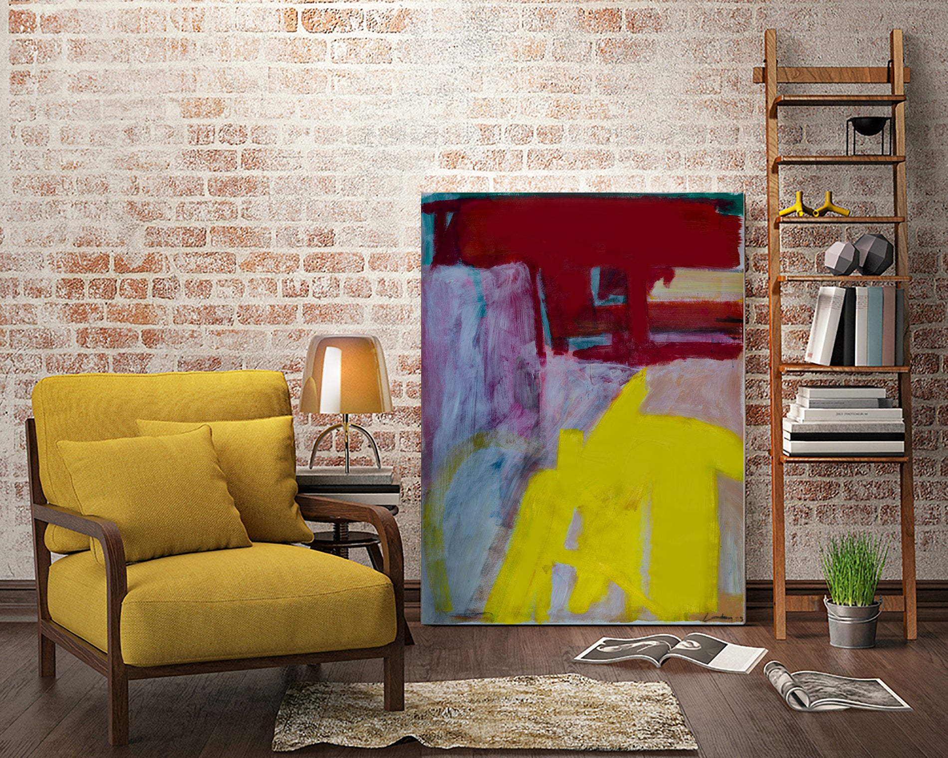 Red and Yellow Collide by Janet London on GIANT ART - yellow abstract