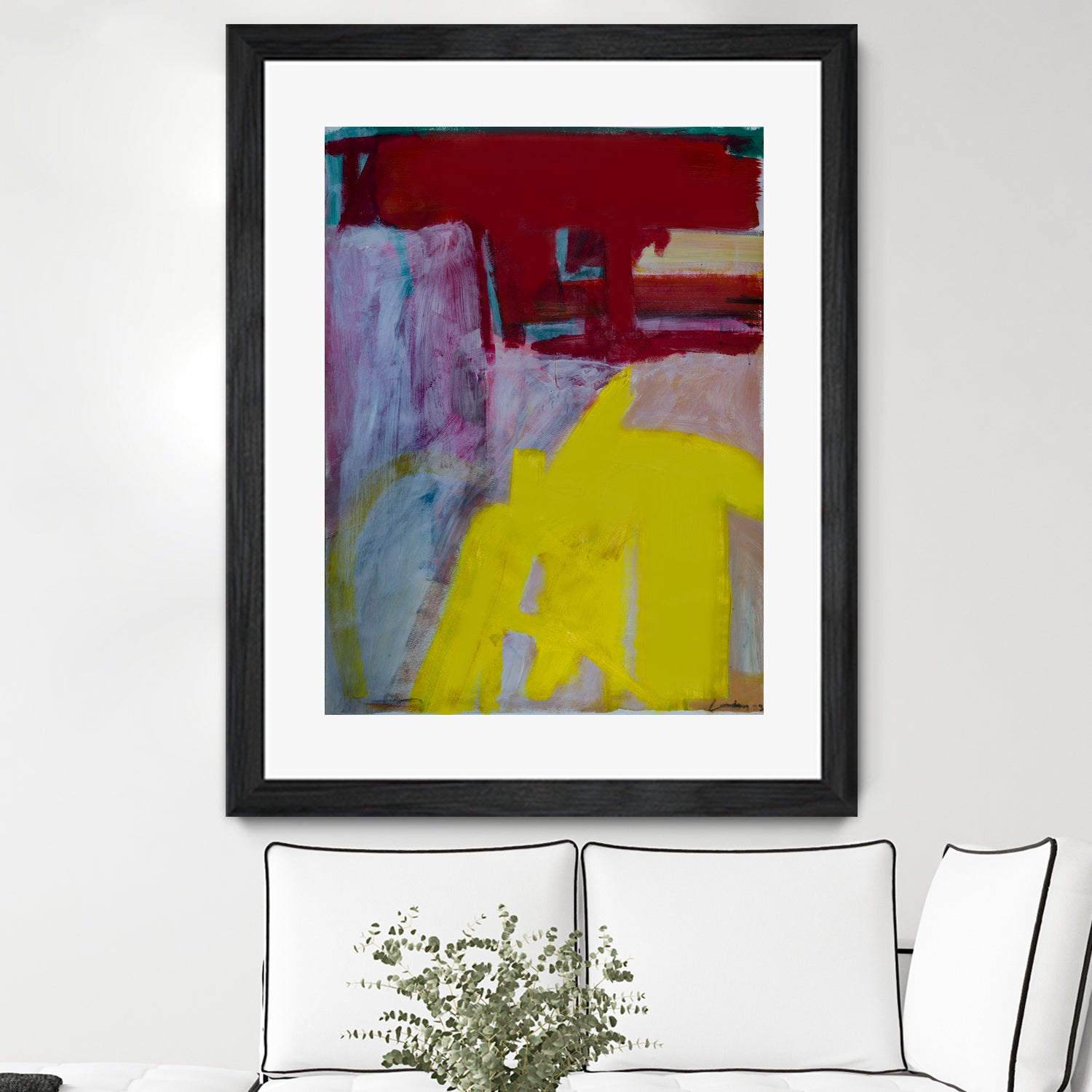 Red and Yellow Collide by Janet London on GIANT ART - yellow abstract