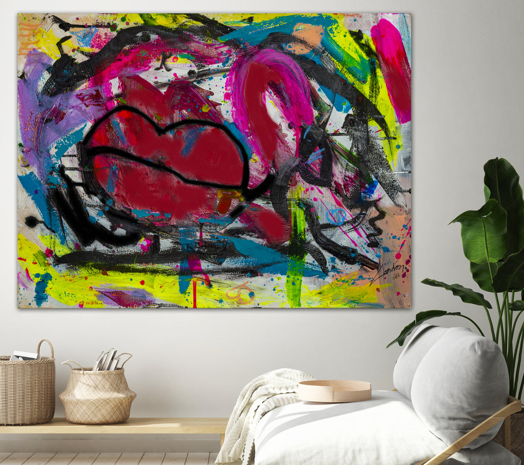 Love is in the Kiss by Janet London on GIANT ART - red abstract