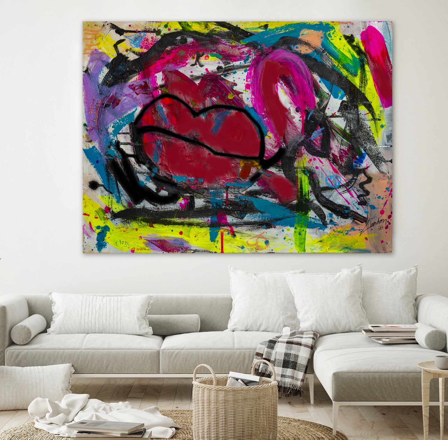 Love is in the Kiss by Janet London on GIANT ART - red abstract