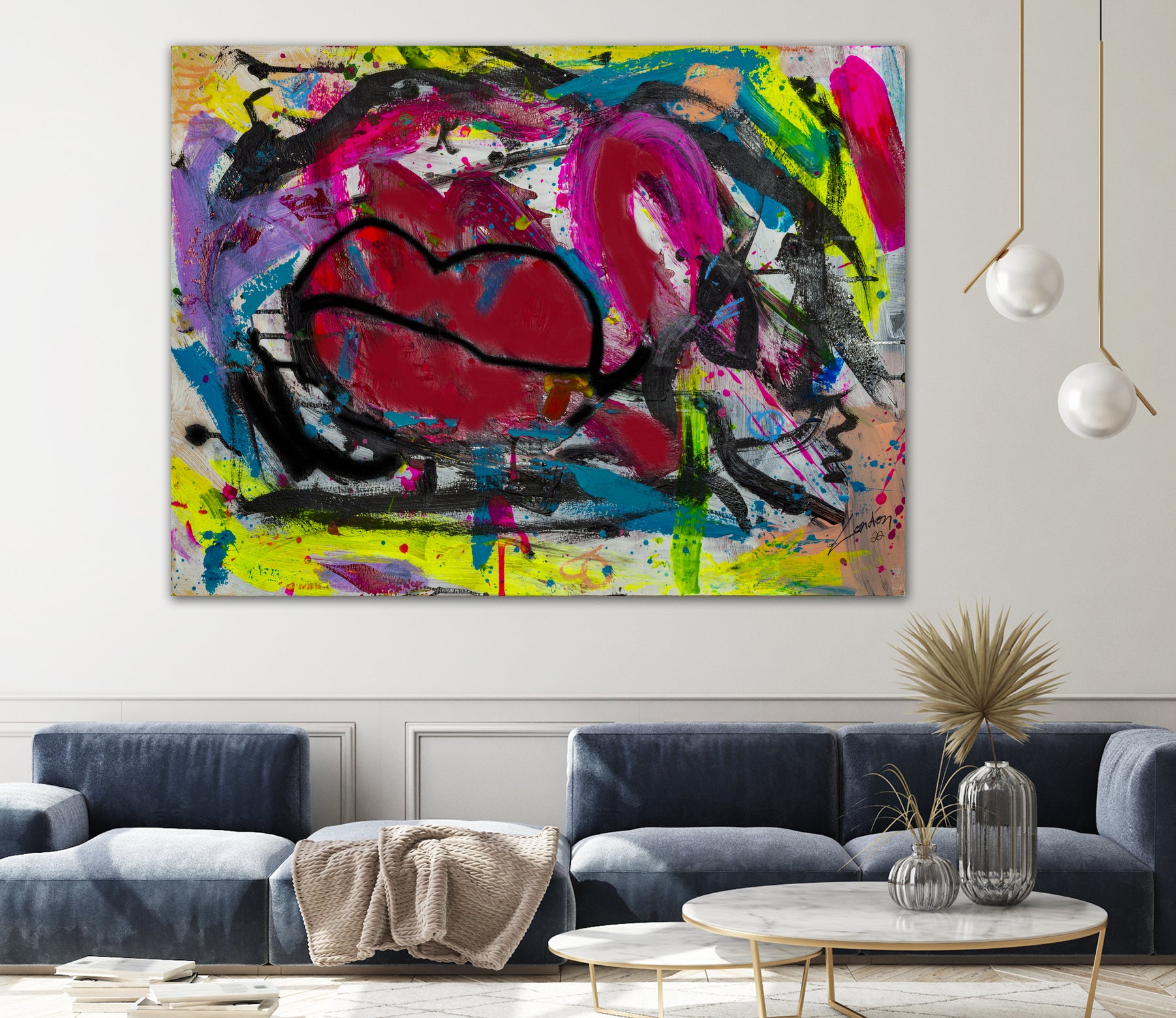 Love is in the Kiss by Janet London on GIANT ART - red abstract