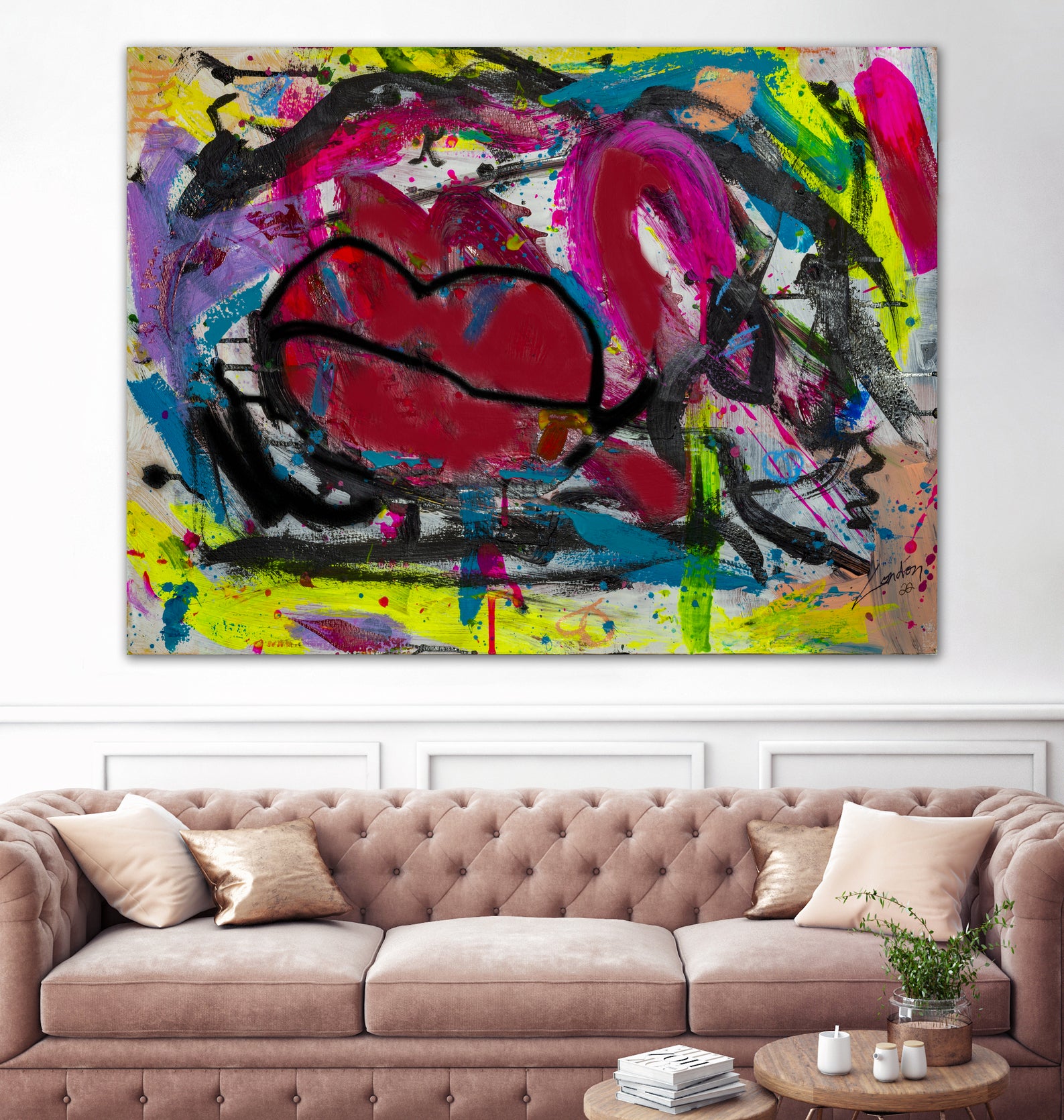 Love is in the Kiss by Janet London on GIANT ART - red abstract