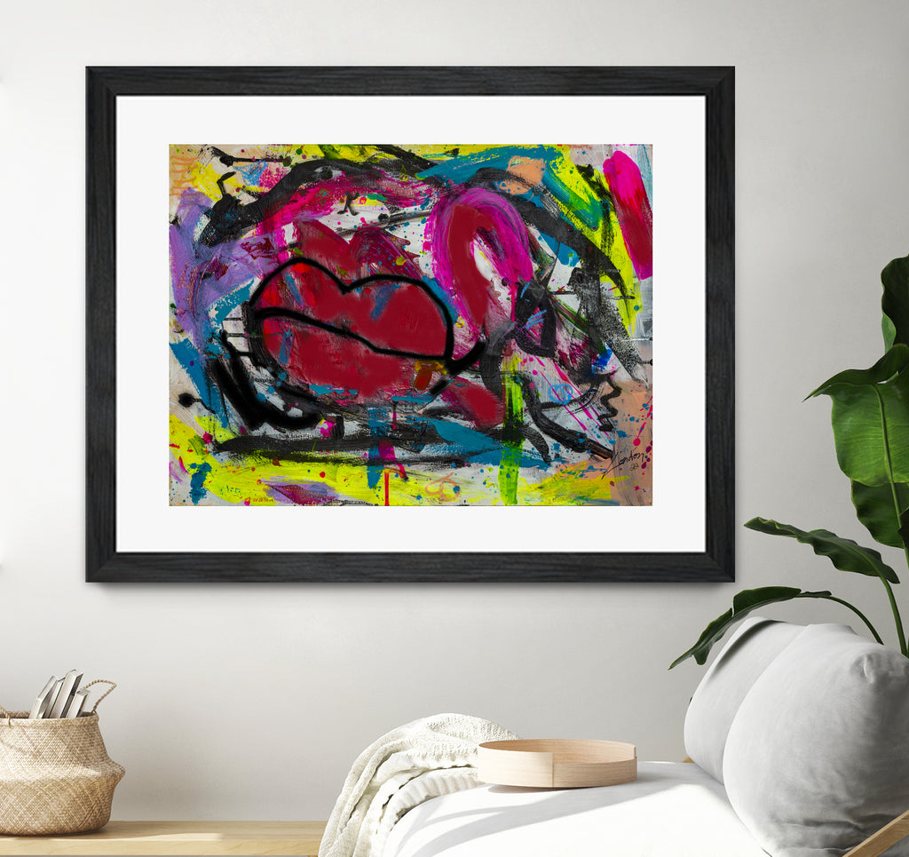 Love is in the Kiss by Janet London on GIANT ART - red abstract