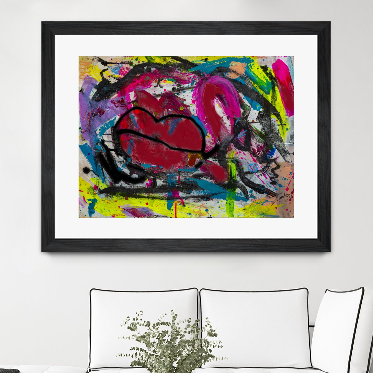 Love is in the Kiss by Janet London on GIANT ART - red abstract