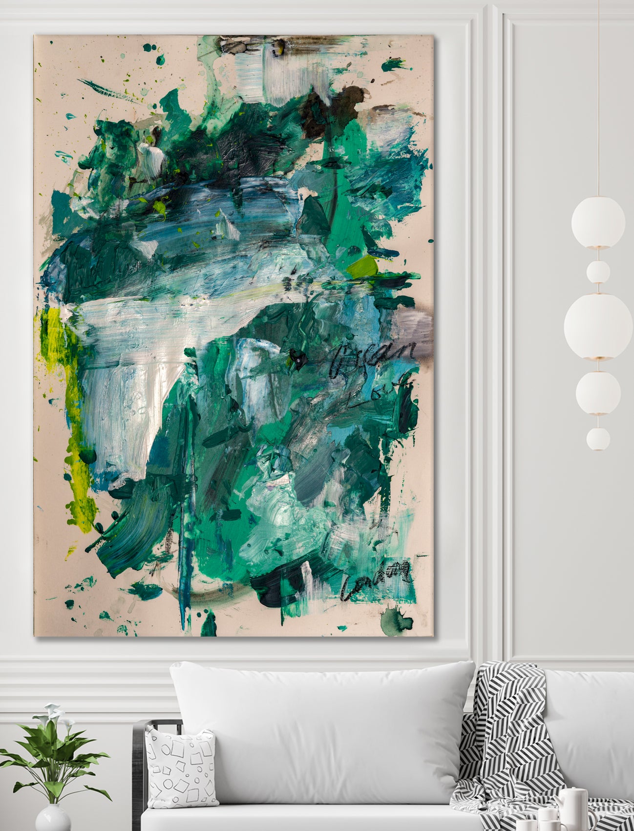 Endless Turquoise and Green No 1 by Janet London on GIANT ART - green abstract