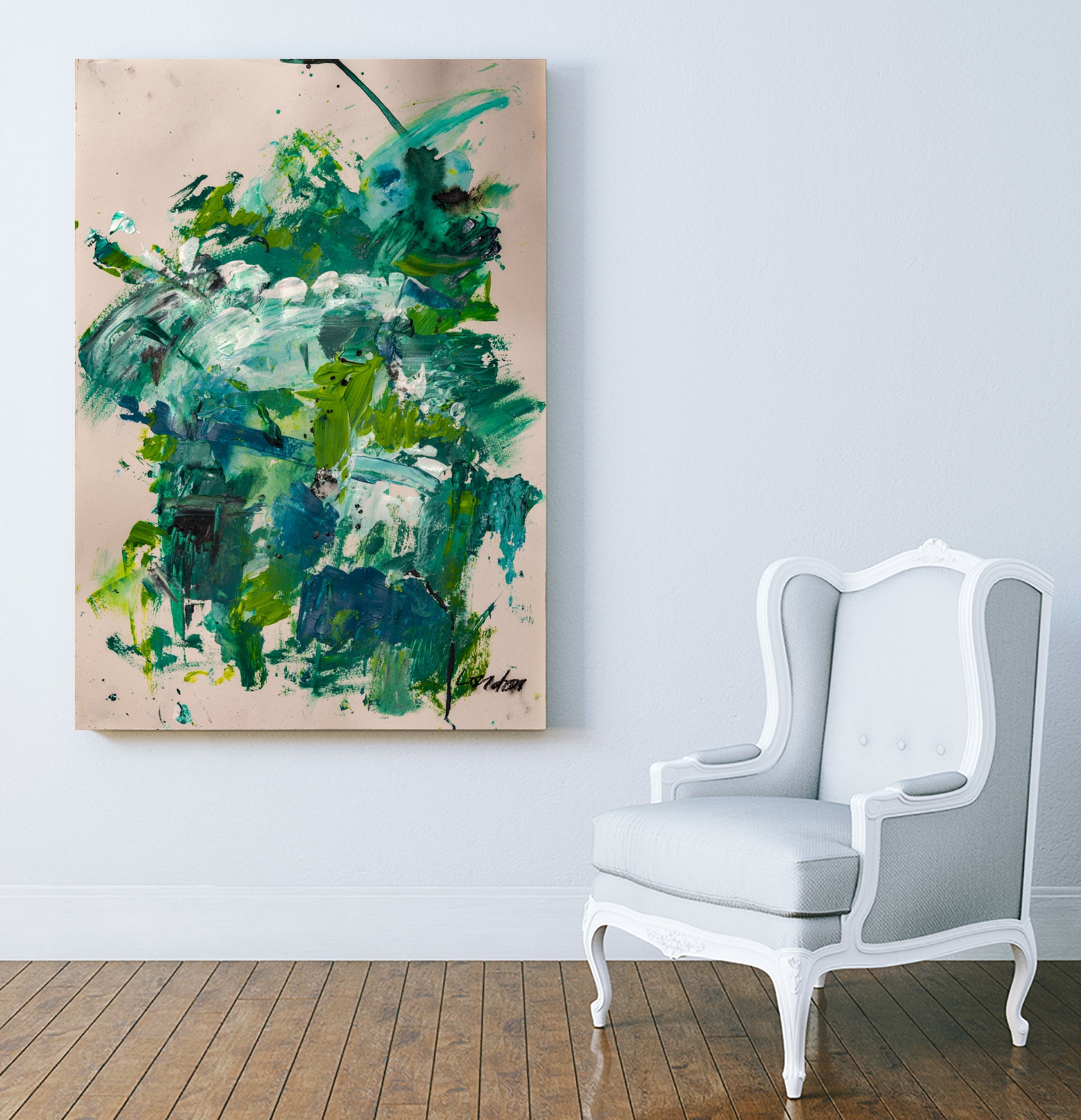 Endless Turquoise and Green No 2 by Janet London on GIANT ART - green abstract