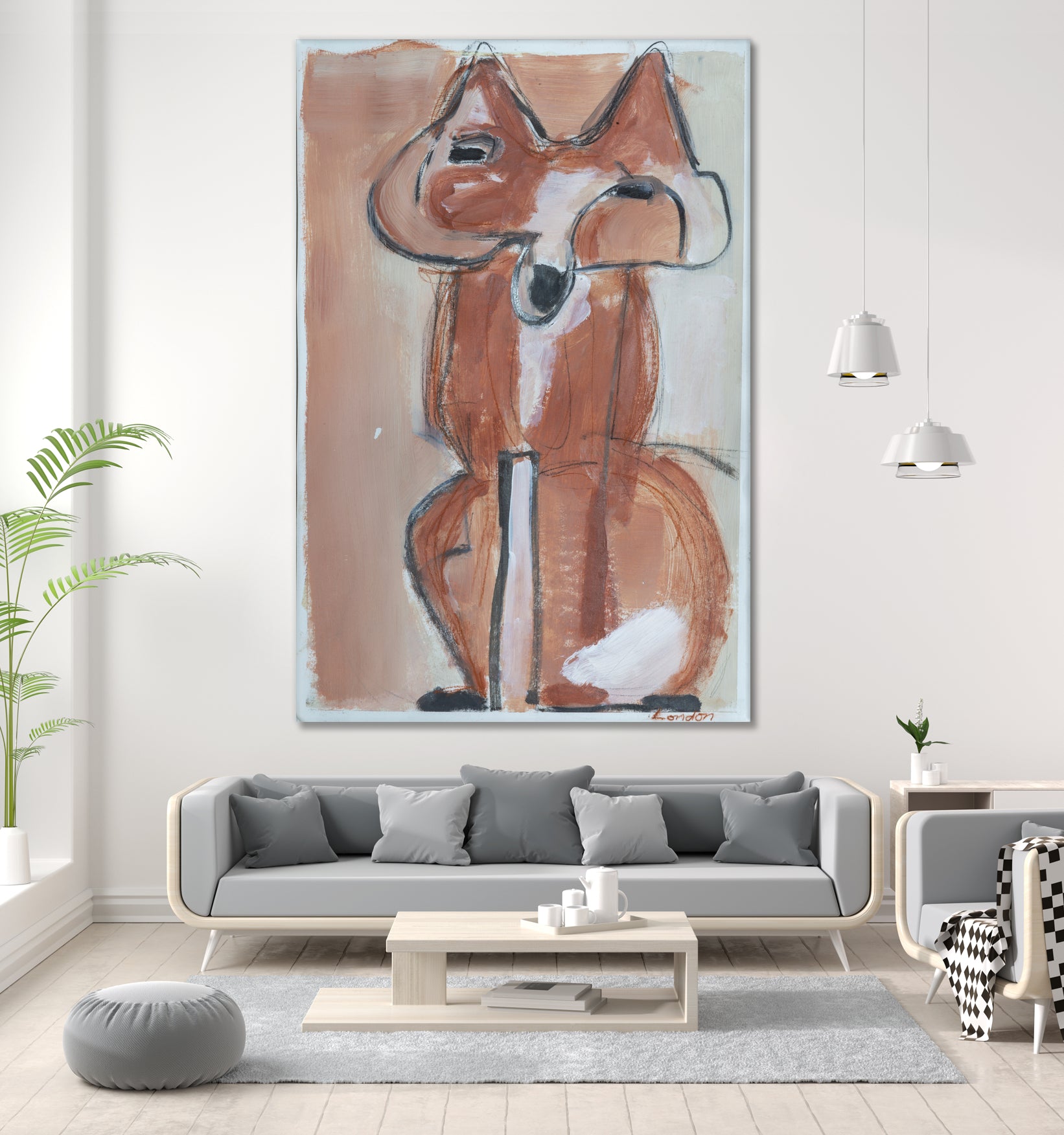 Abstract red fox by Janet London on GIANT ART - rust abstract fox