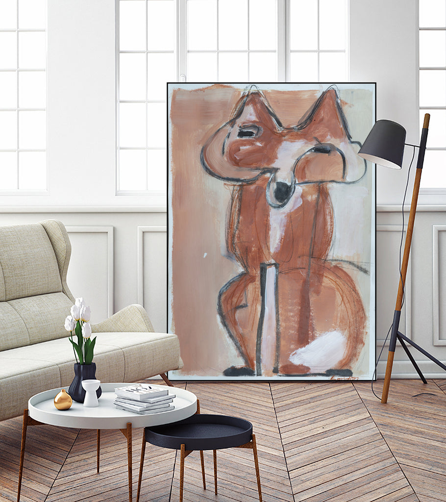 Abstract red fox by Janet London on GIANT ART - rust abstract fox
