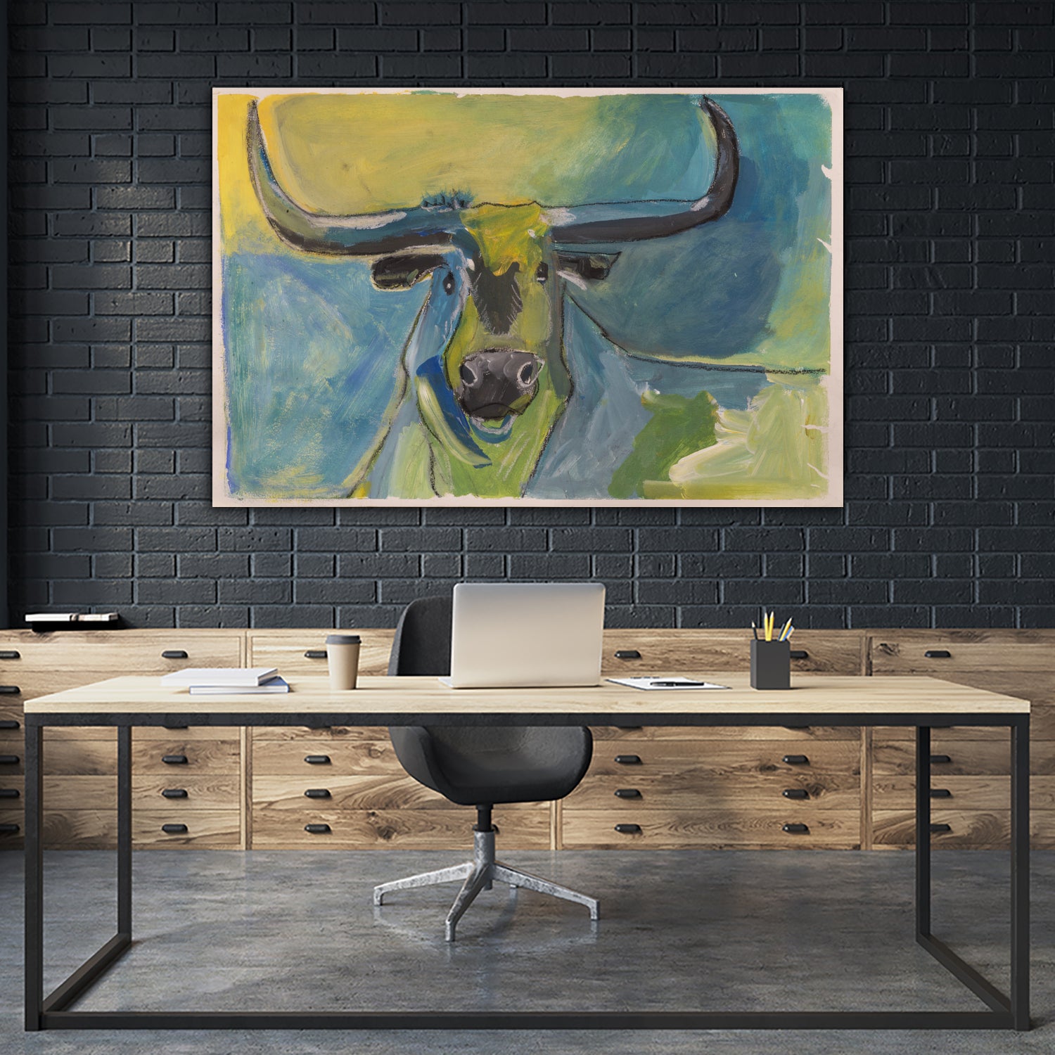 Bullseye by Janet London on GIANT ART - blue abstract bull