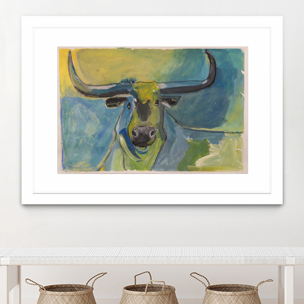 Bullseye by Janet London on GIANT ART - blue abstract bull