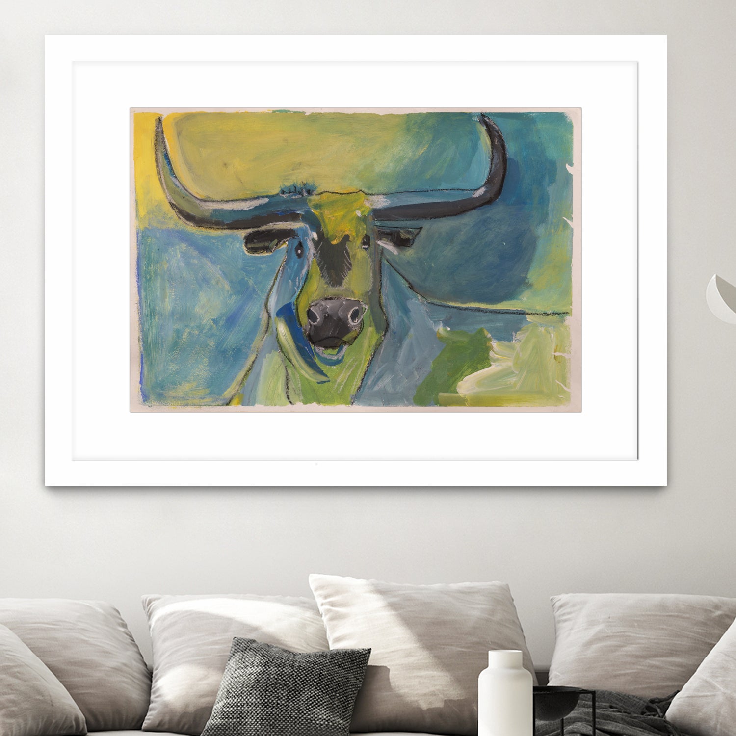 Bullseye by Janet London on GIANT ART - blue abstract bull