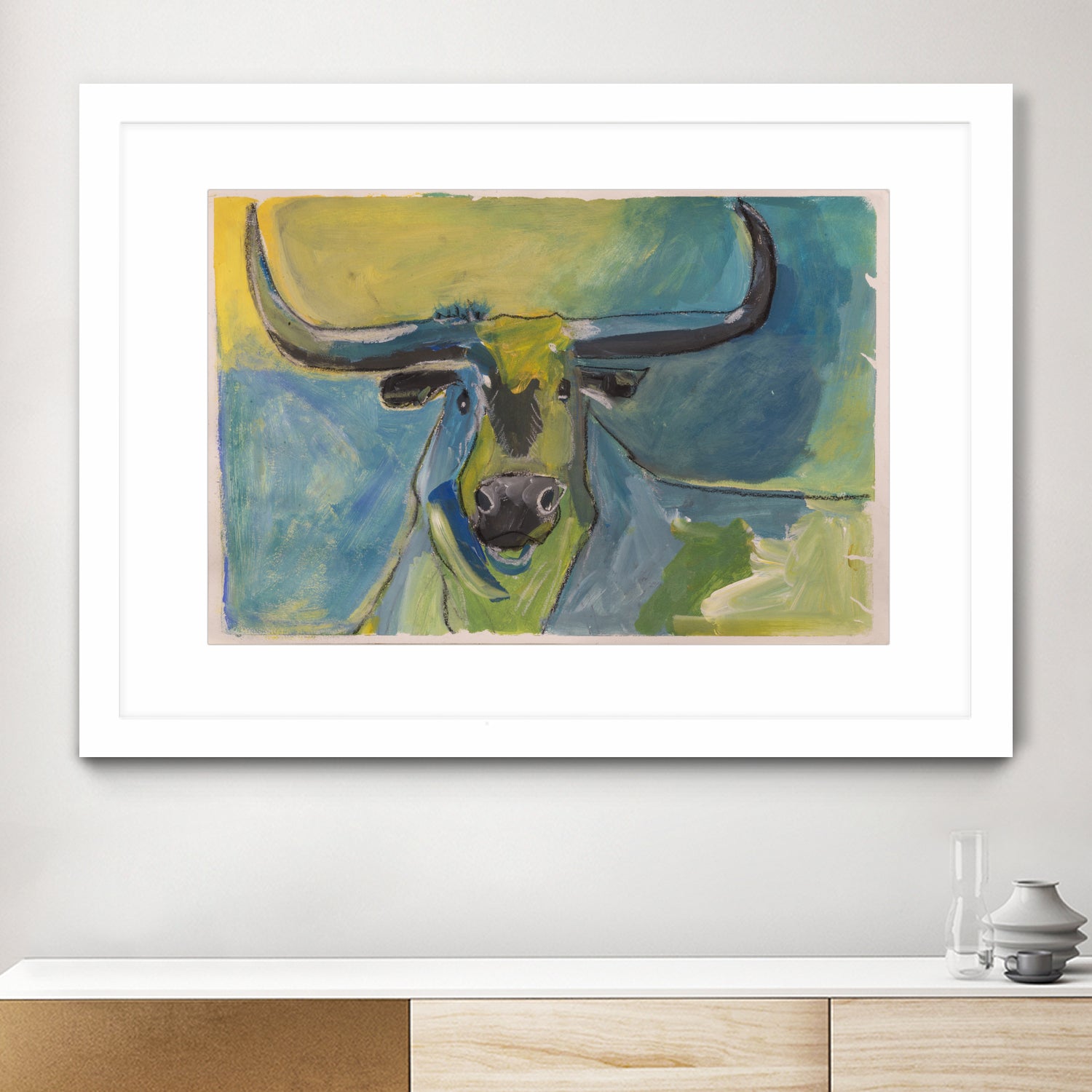 Bullseye by Janet London on GIANT ART - blue abstract bull