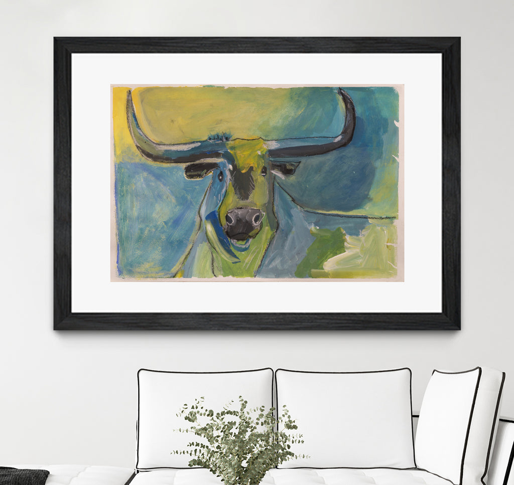 Bullseye by Janet London on GIANT ART - blue abstract bull