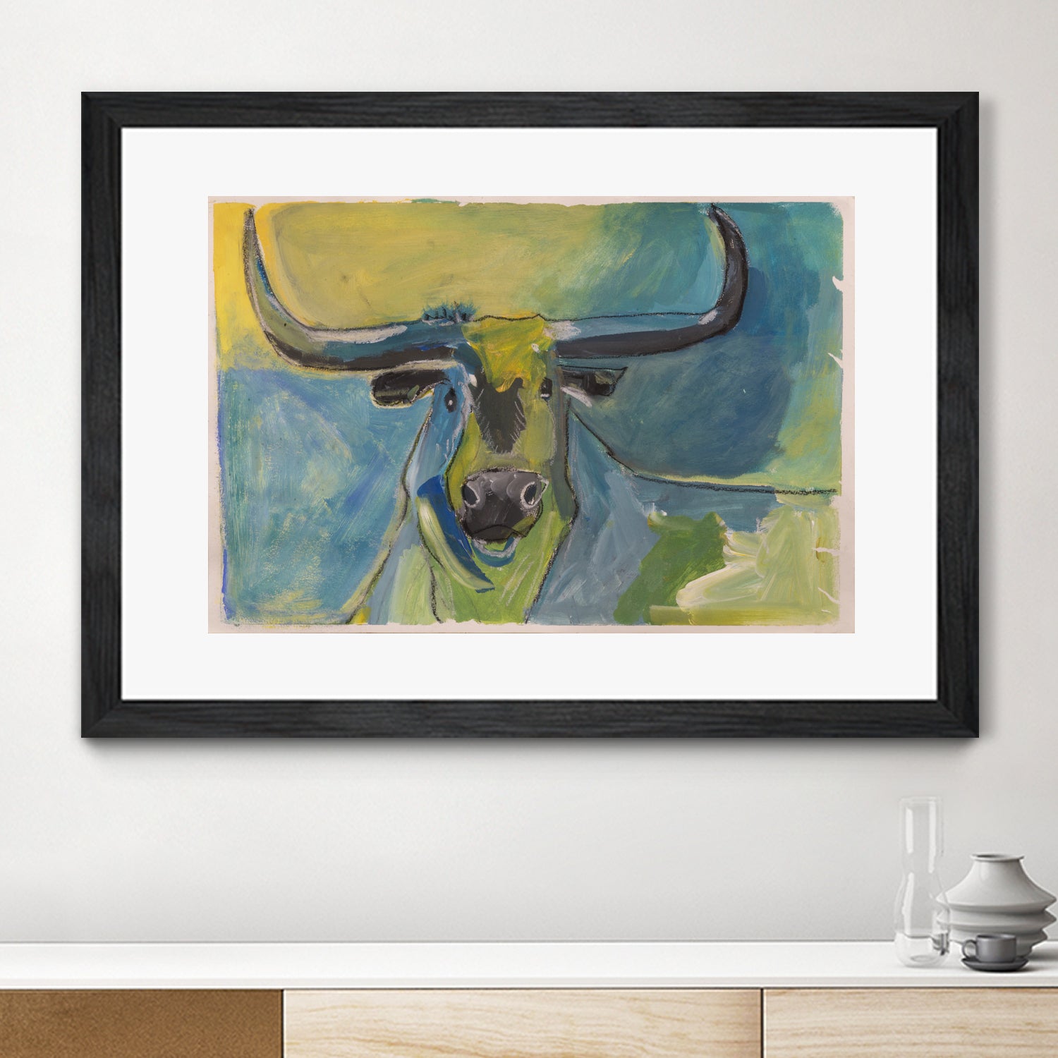 Bullseye by Janet London on GIANT ART - blue abstract bull