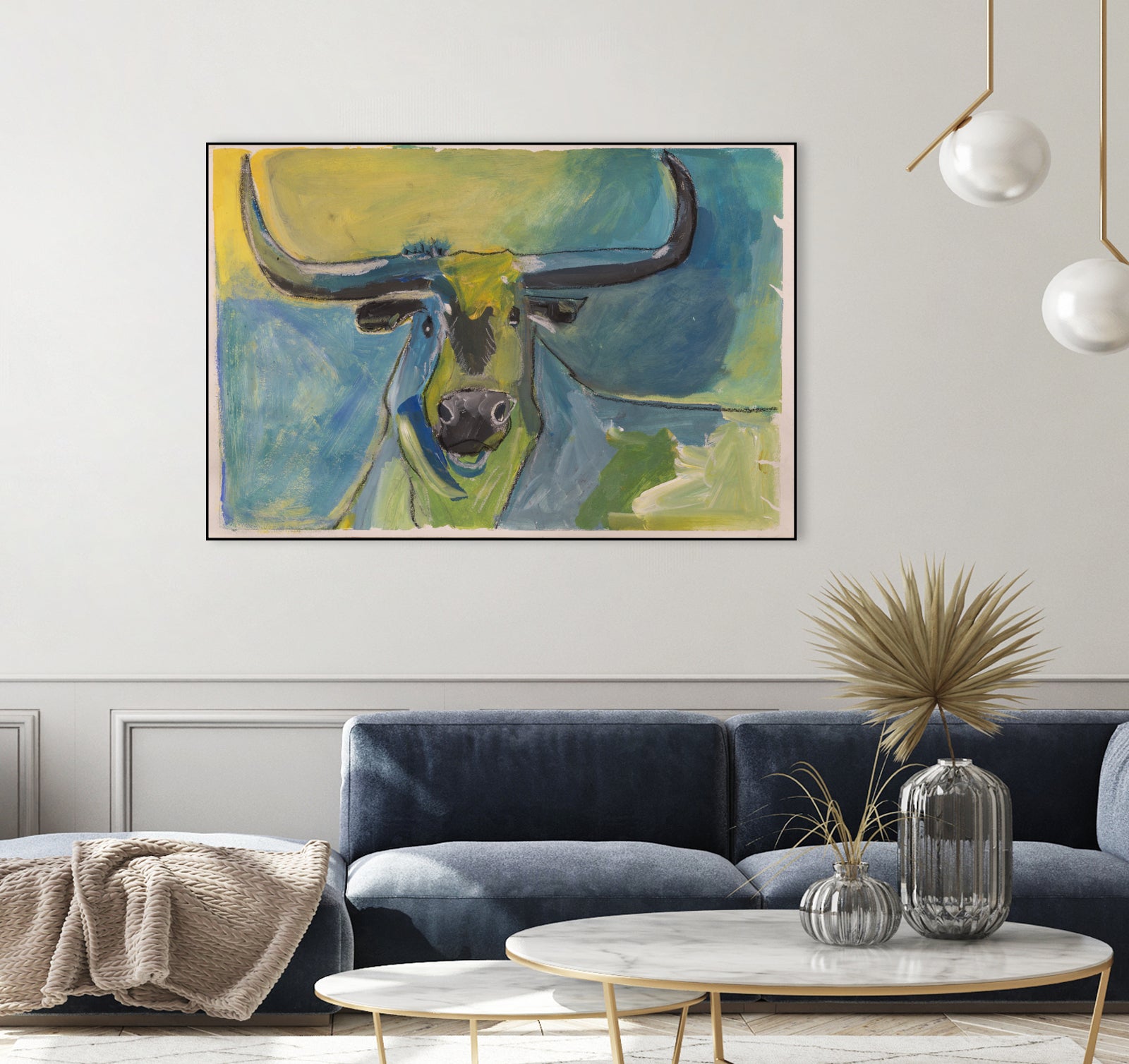 Bullseye by Janet London on GIANT ART - blue abstract bull