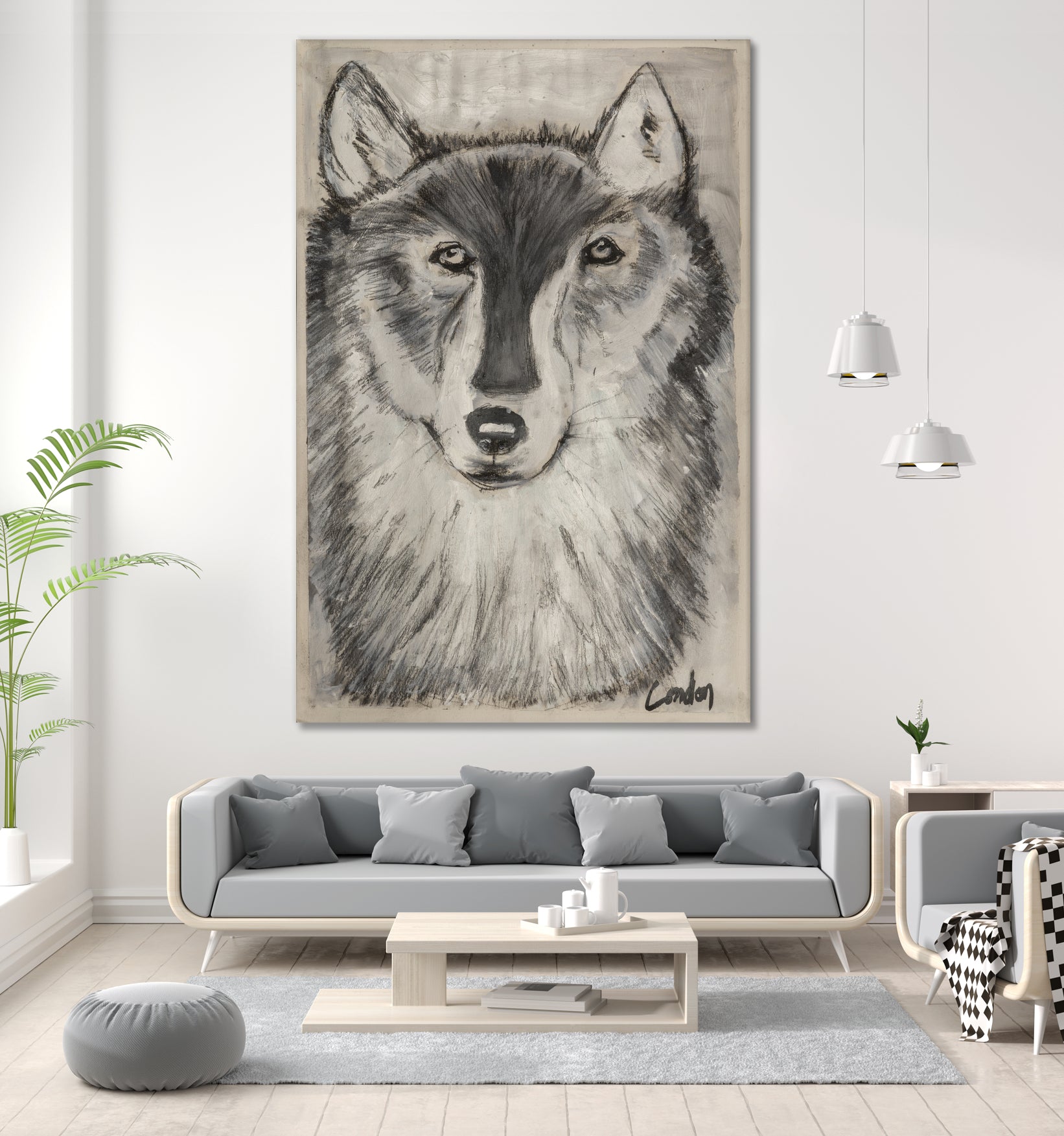 Wolfie by Janet London on GIANT ART - black and white abstract wolf