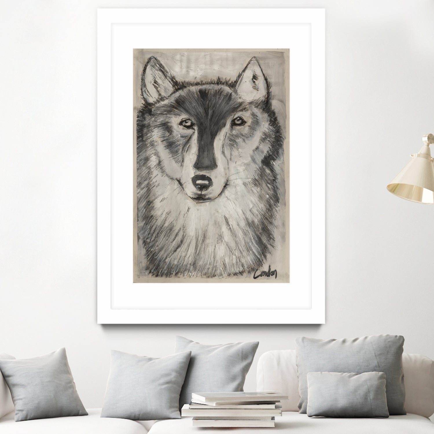 Wolfie by Janet London on GIANT ART - black and white abstract wolf