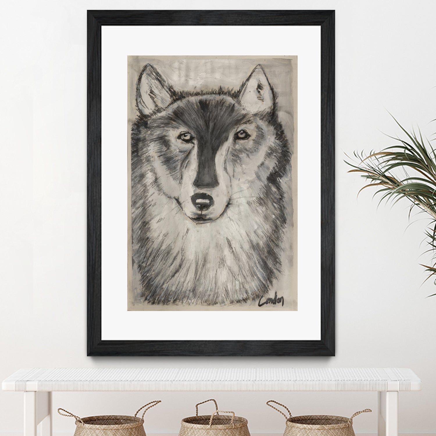 Wolfie by Janet London on GIANT ART - black and white abstract wolf