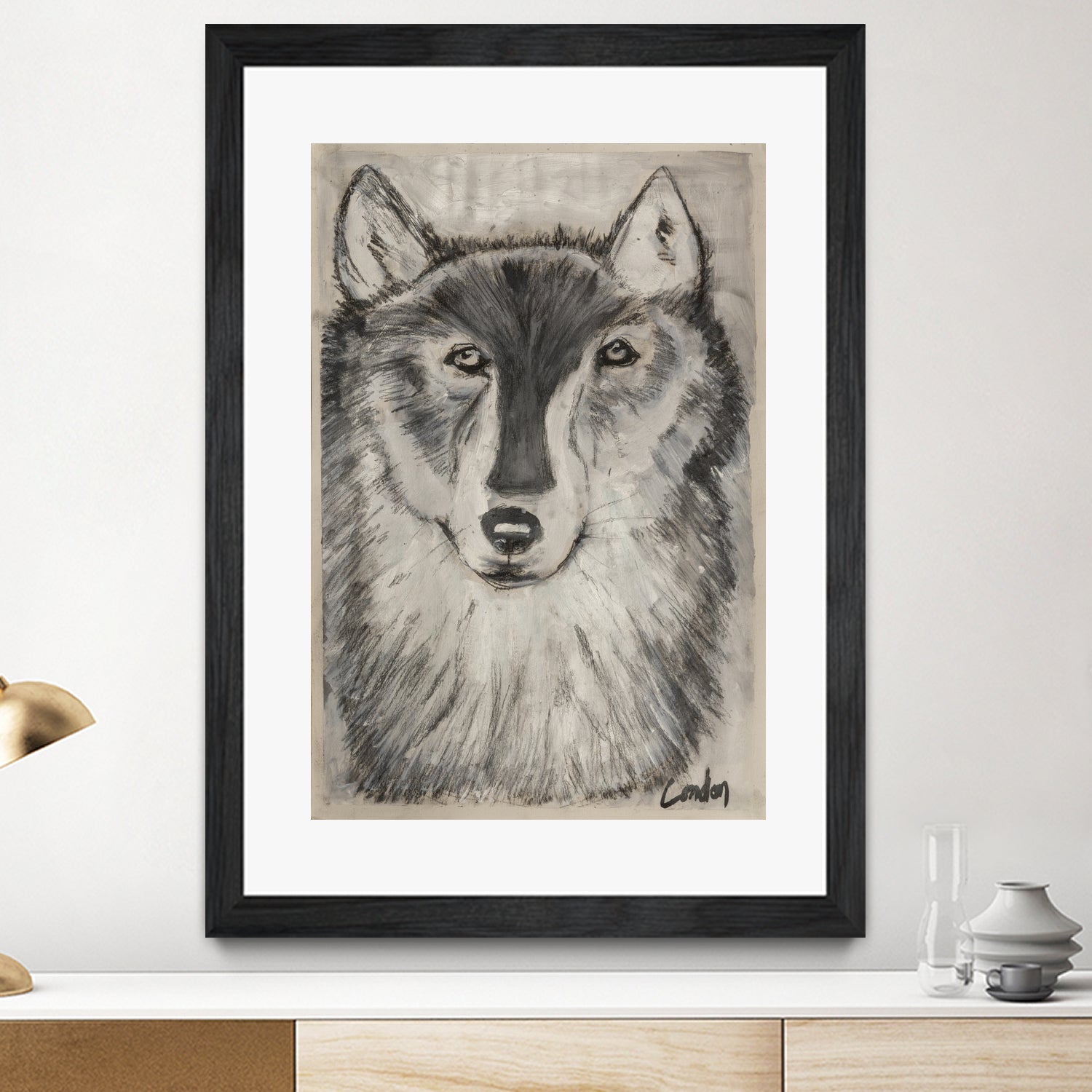 Wolfie by Janet London on GIANT ART - black and white abstract wolf