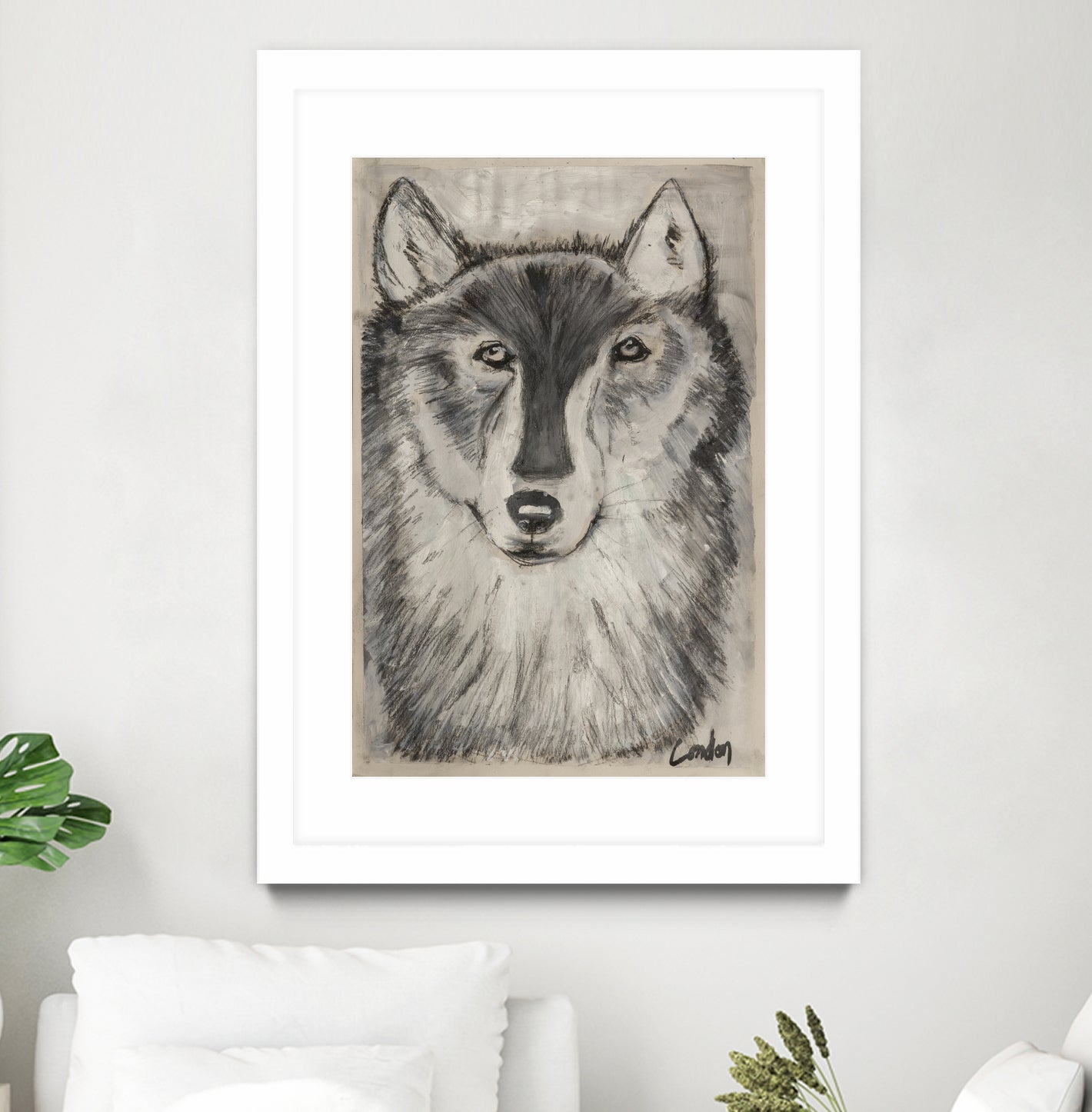 Wolfie by Janet London on GIANT ART - black and white abstract wolf